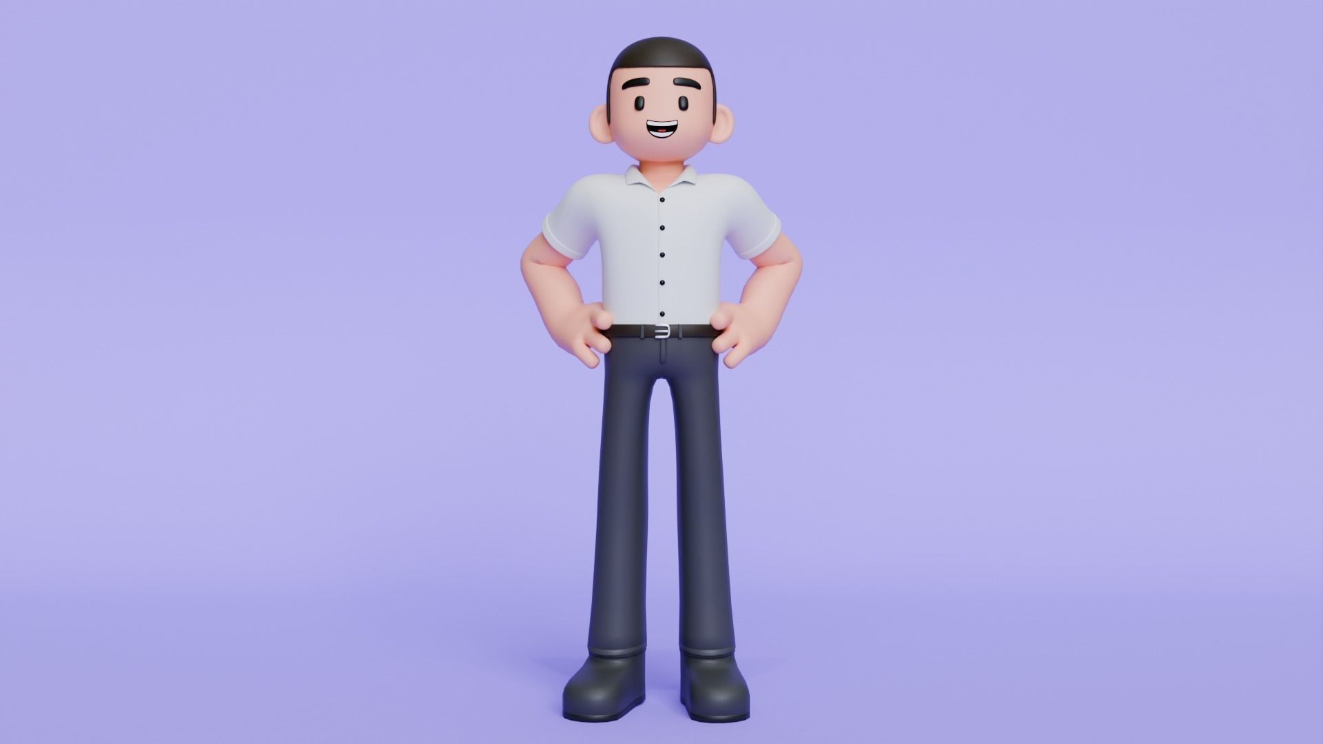 Minimal Simple Man 2 Cartoon Character Low-poly 3D model_2