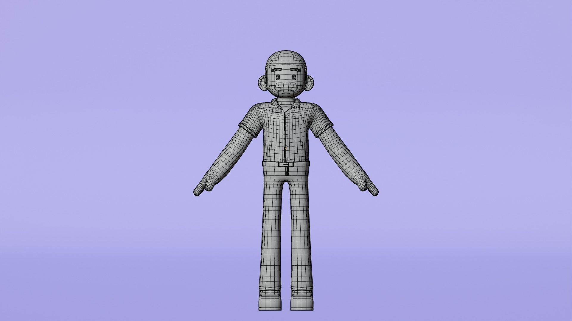 Minimal Simple Man 2 Cartoon Character Low-poly 3D model_20