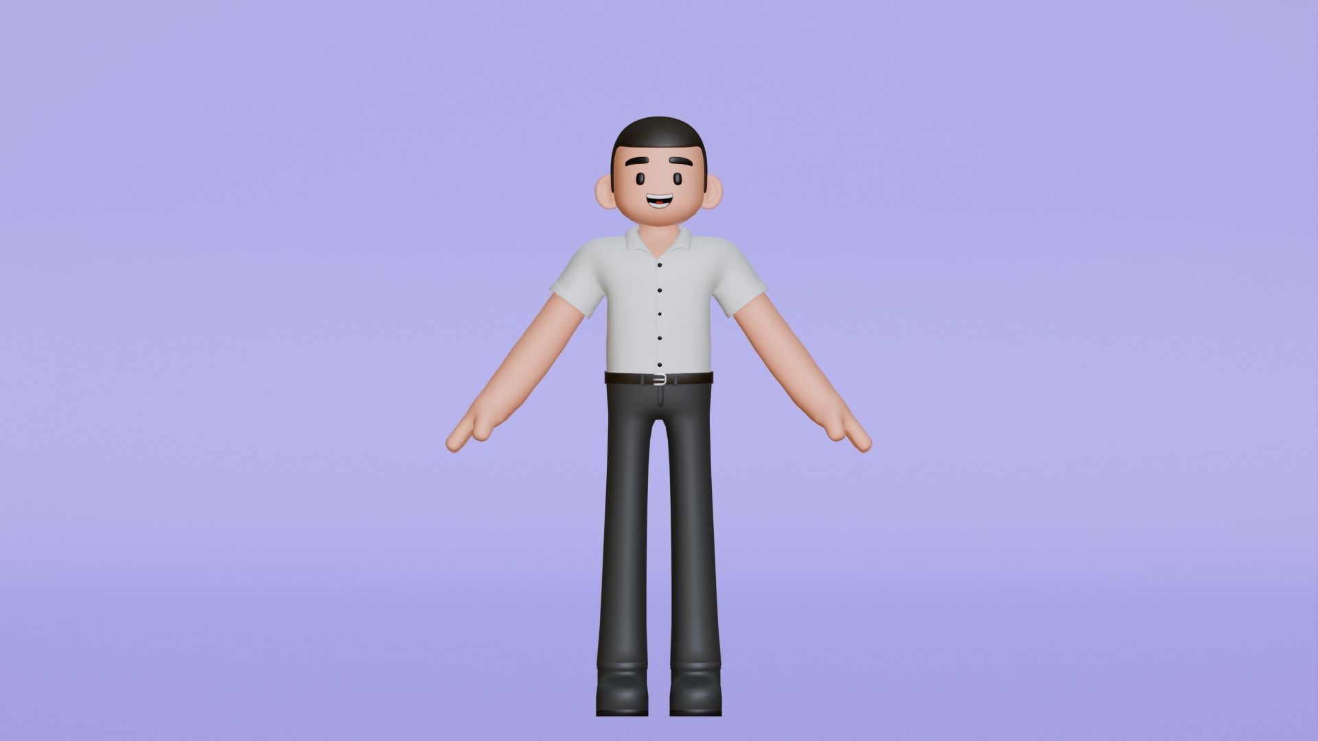 Minimal Simple Man 2 Cartoon Character Low-poly 3D model_12