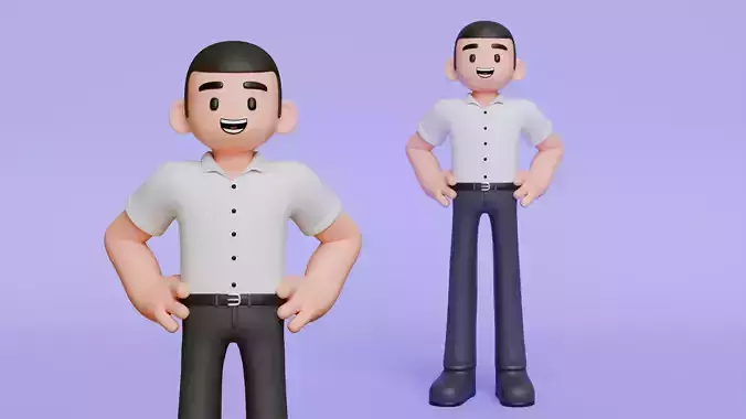 Minimal Simple Man 2 Cartoon Character Low-poly 3D model