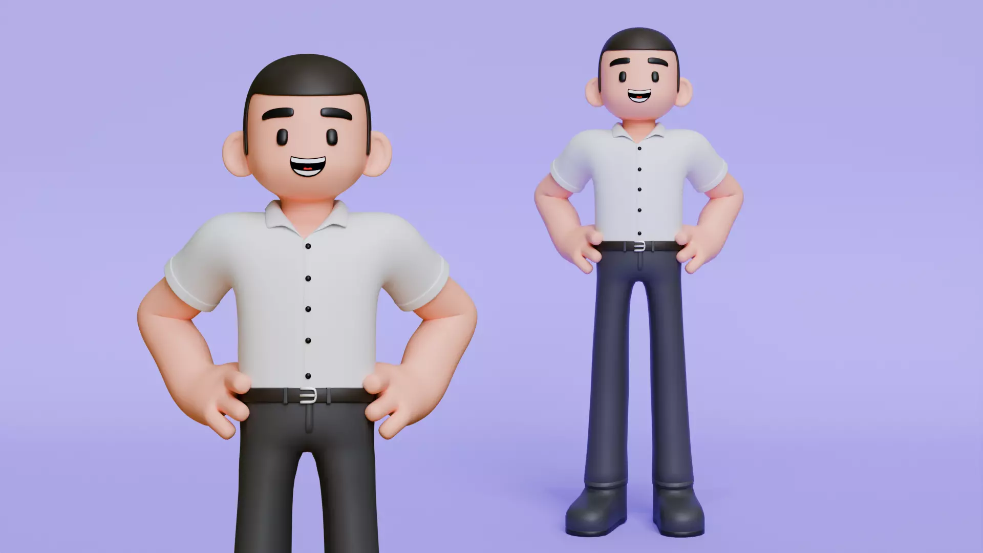 Minimal Simple Man 2 Cartoon Character Low-poly 3D model_0