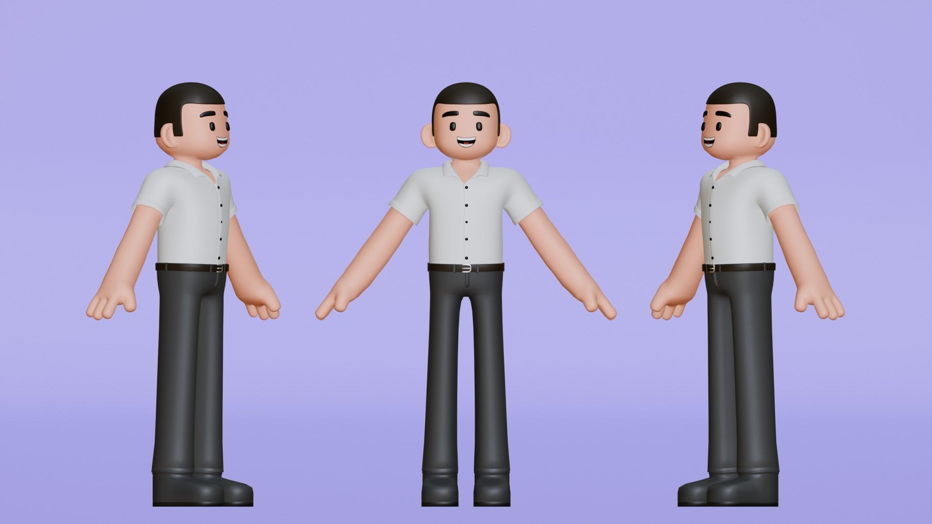 Minimal Simple Man 2 Cartoon Character Low-poly 3D model_4