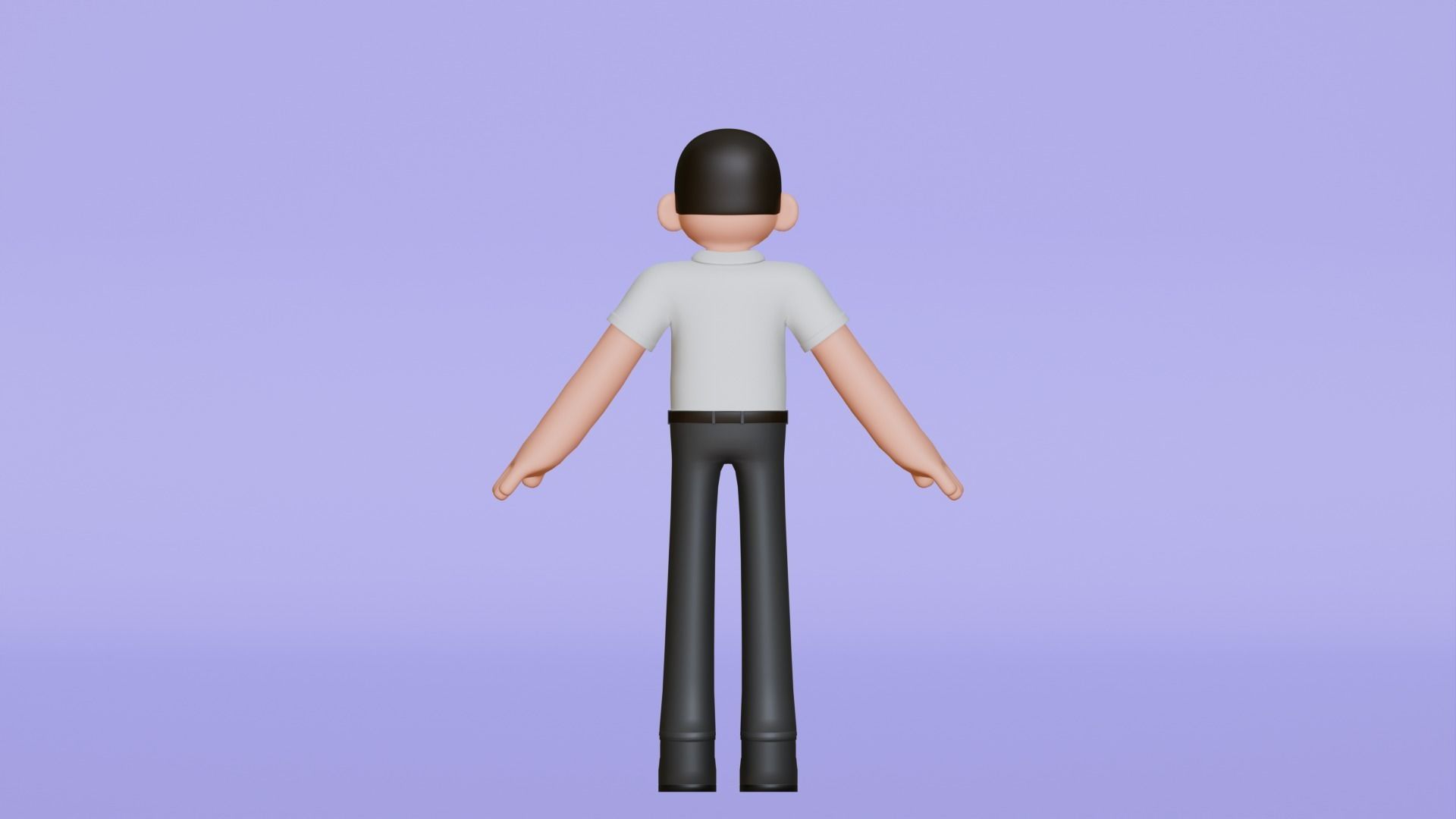 Minimal Simple Man 2 Cartoon Character Low-poly 3D model_14