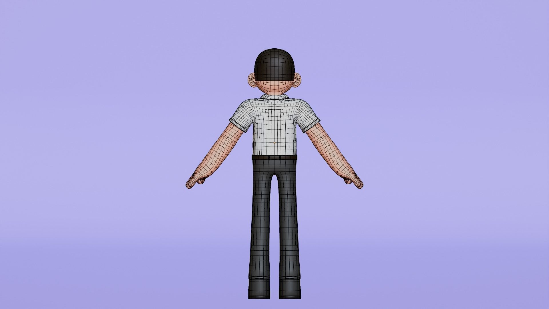 Minimal Simple Man 2 Cartoon Character Low-poly 3D model_26