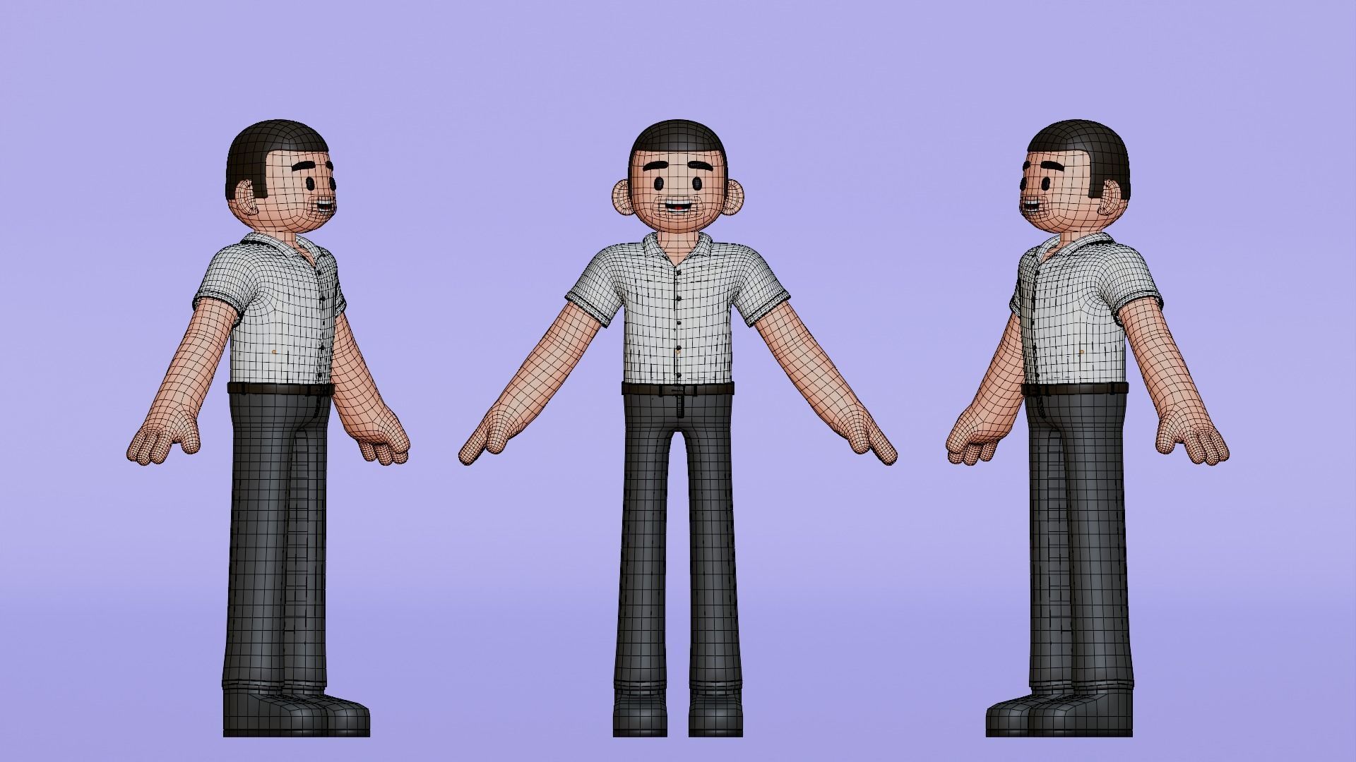 Minimal Simple Man 2 Cartoon Character Low-poly 3D model_7