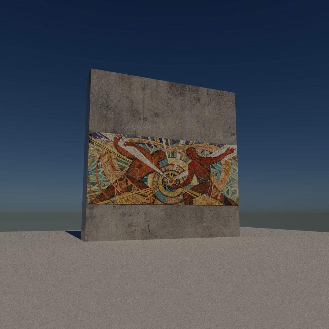 Chernobyl wall Low-poly 3D model_4