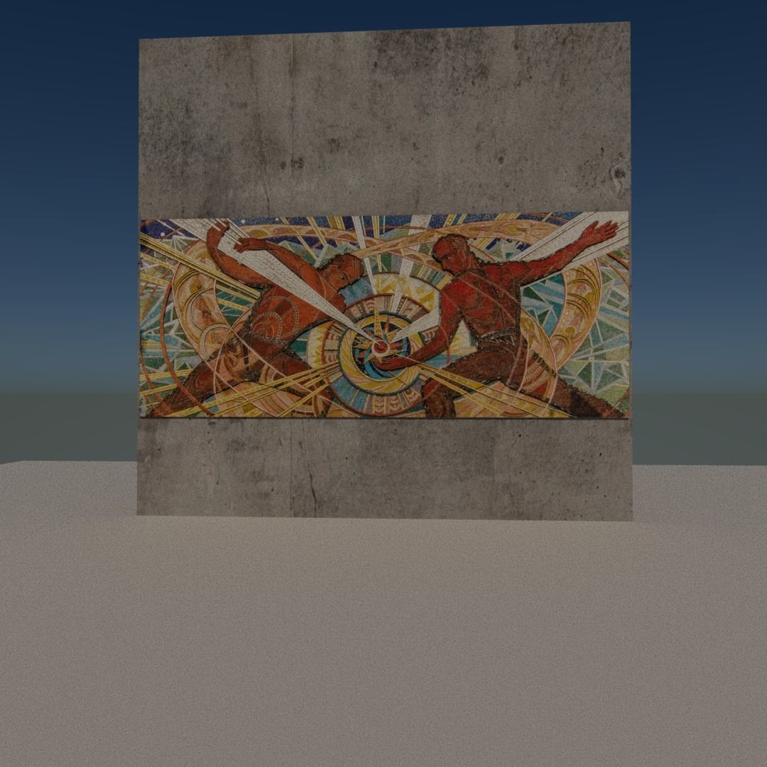 Chernobyl wall Low-poly 3D model_3