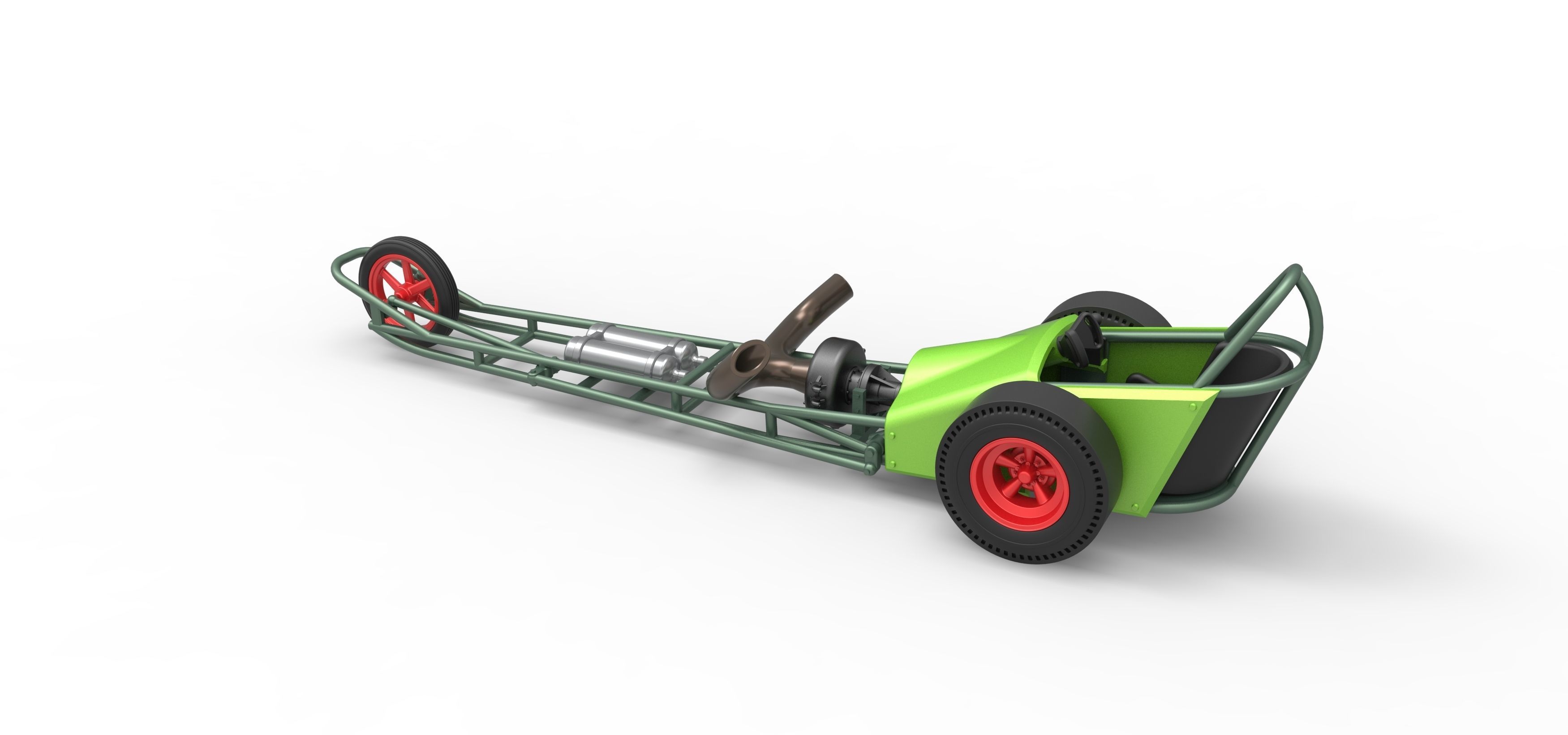 3 wheeled dragster with Turbonique Rocket Turbine Scale 1 to 25 3D print model_12