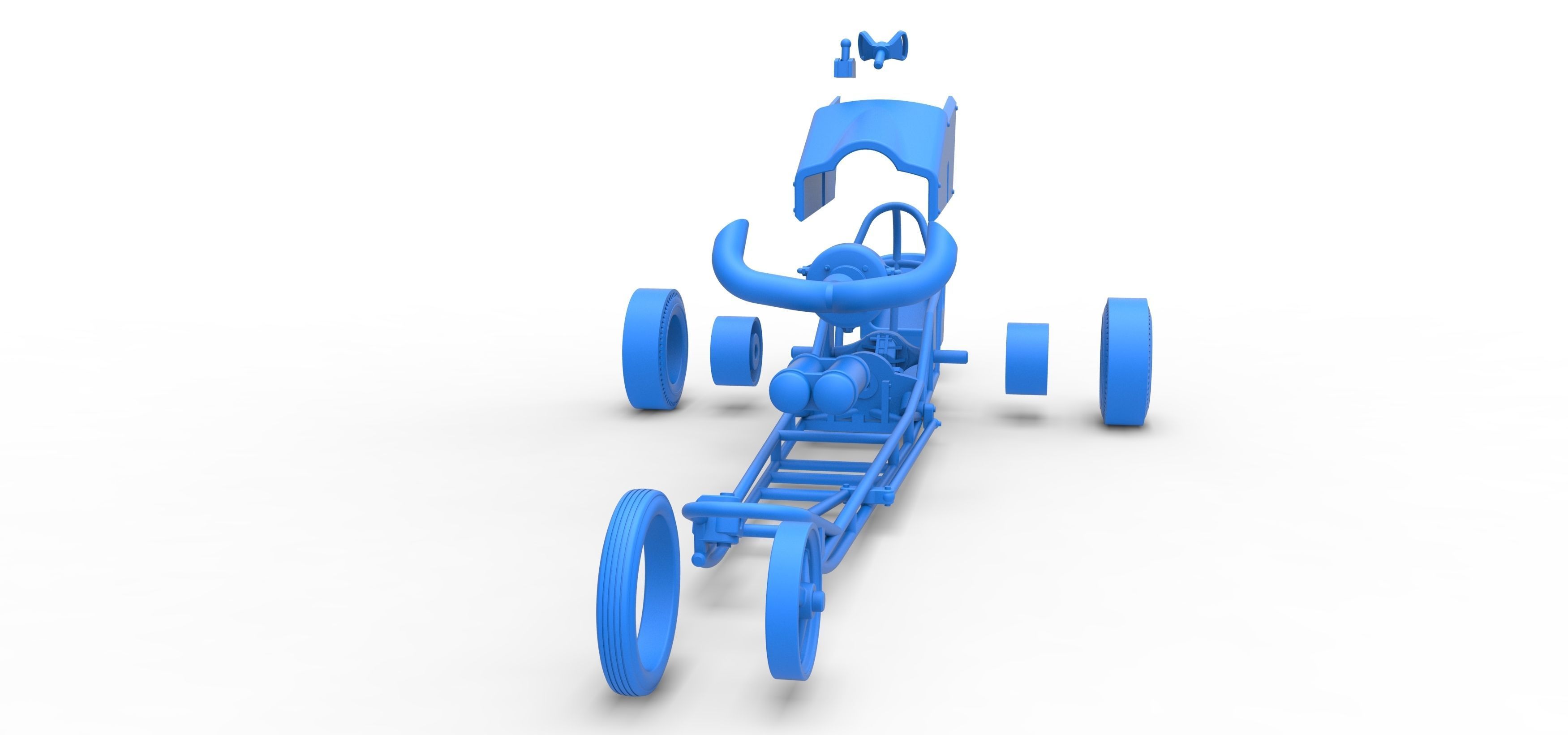 3 wheeled dragster with Turbonique Rocket Turbine Scale 1 to 25 3D print model_38