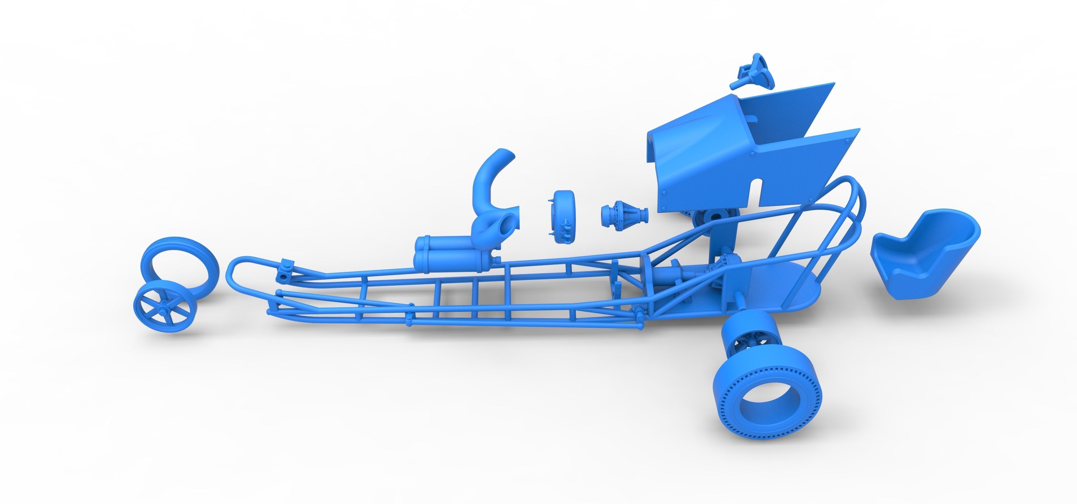 3 wheeled dragster with Turbonique Rocket Turbine Scale 1 to 25 3D print model_40