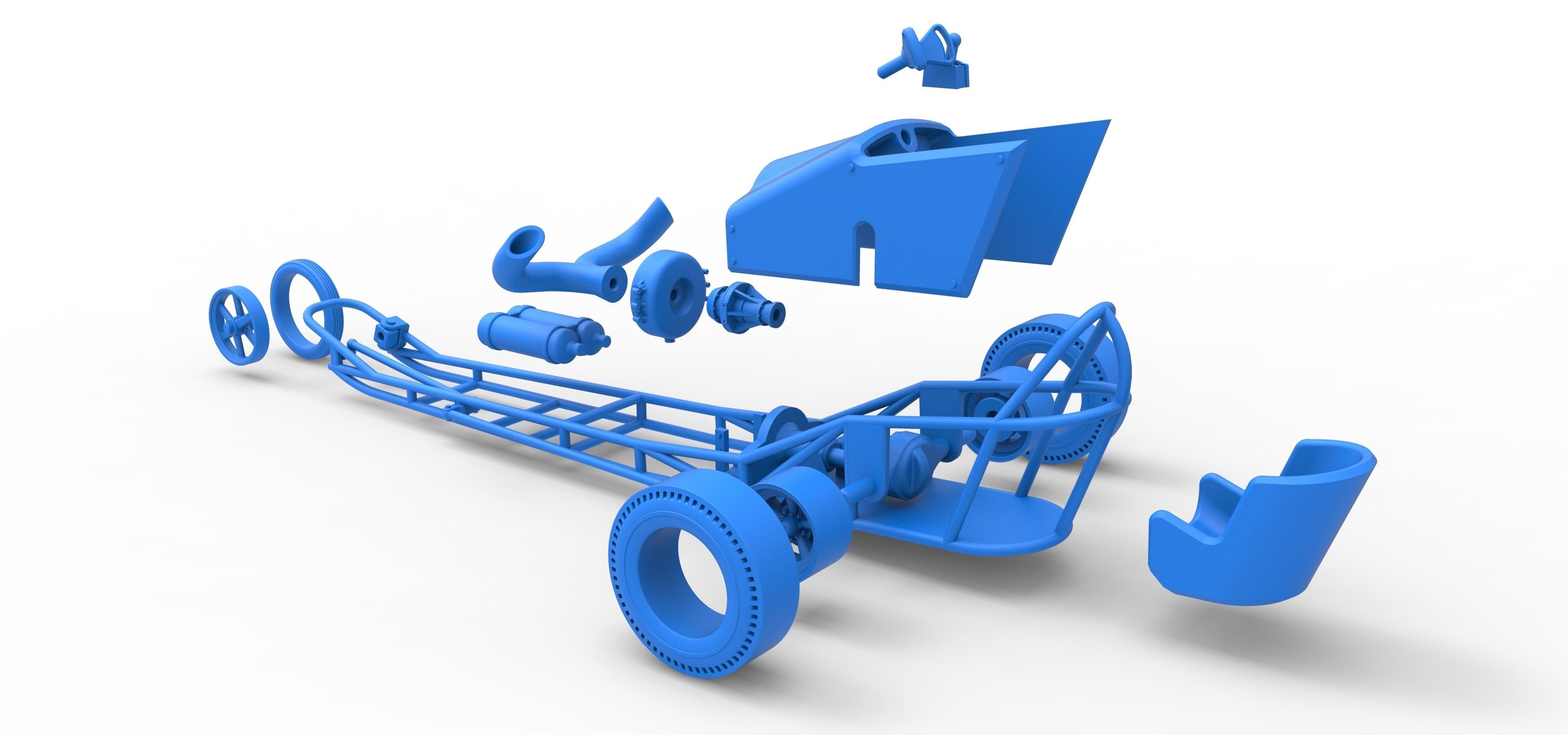 3 wheeled dragster with Turbonique Rocket Turbine Scale 1 to 25 3D print model_41