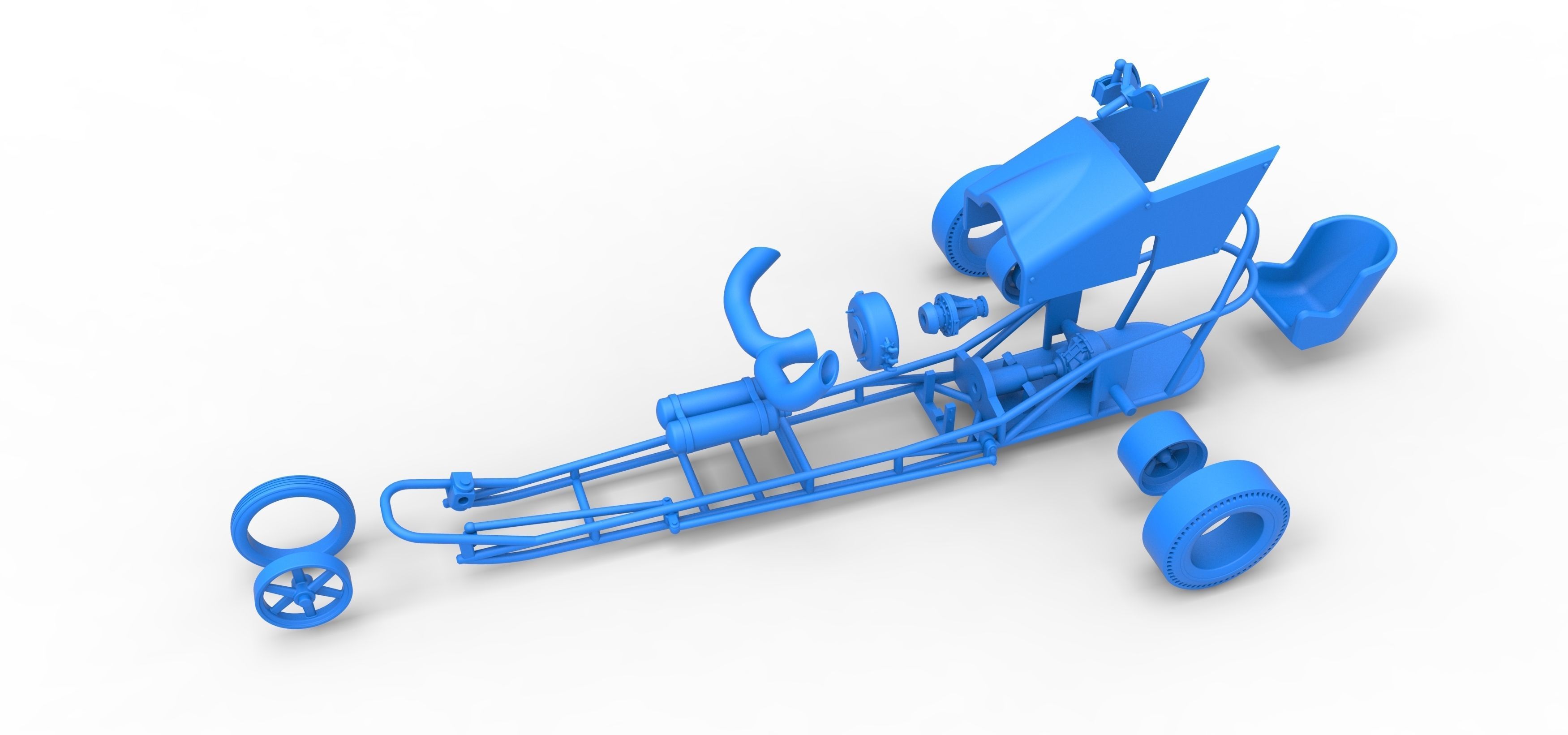 3 wheeled dragster with Turbonique Rocket Turbine Scale 1 to 25 3D print model_36