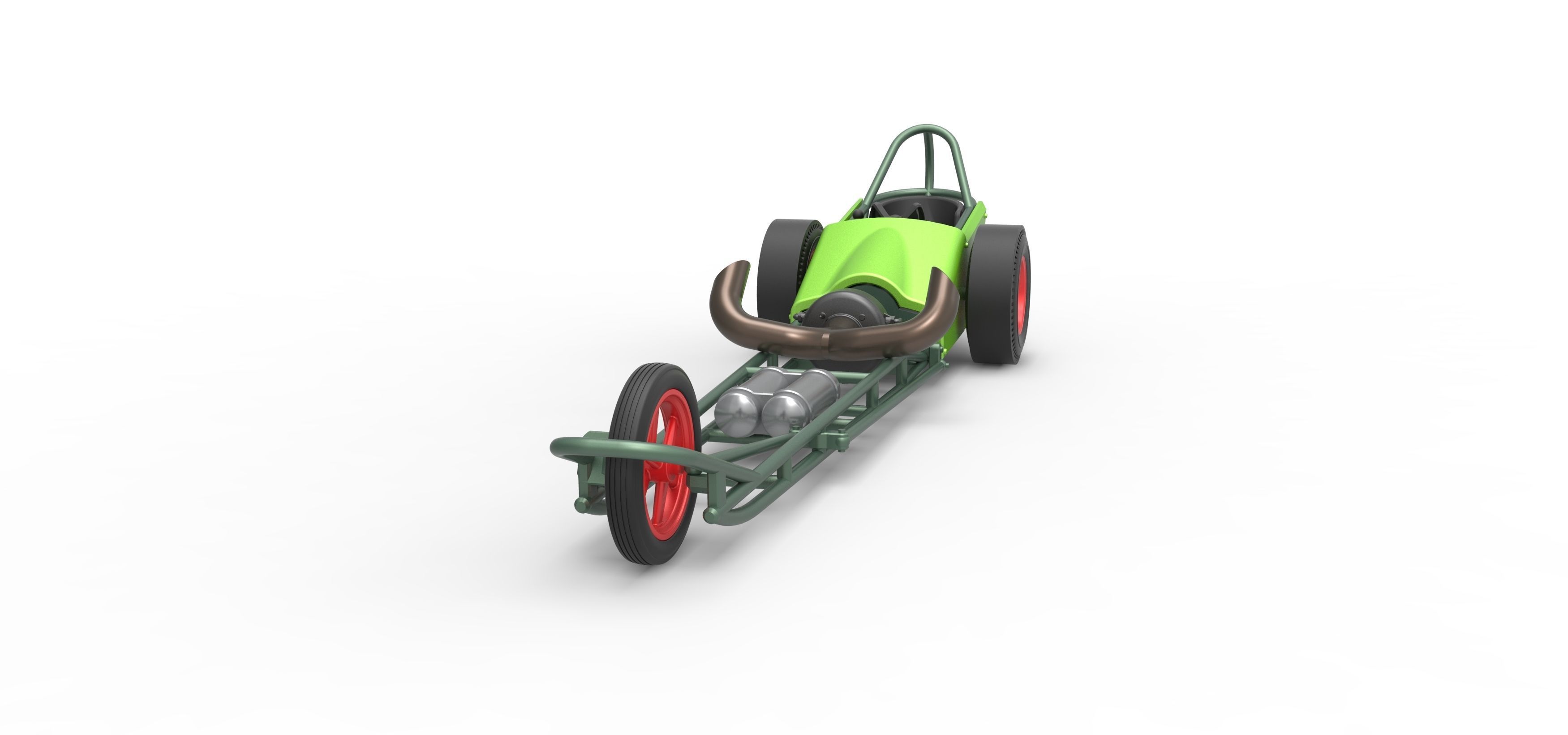 3 wheeled dragster with Turbonique Rocket Turbine Scale 1 to 25 3D print model_5