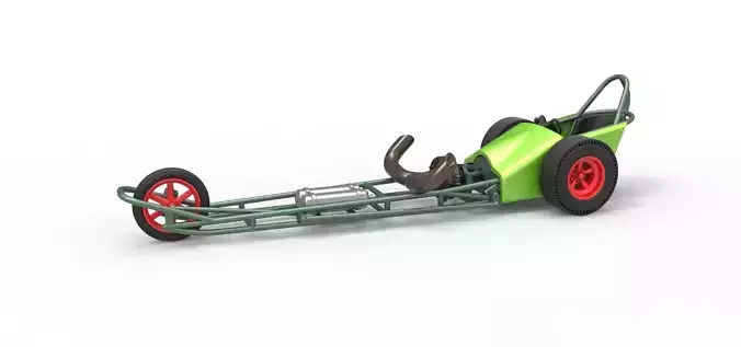 3 wheeled dragster with Turbonique Rocket Turbine Scale 1 to 25 3D print model