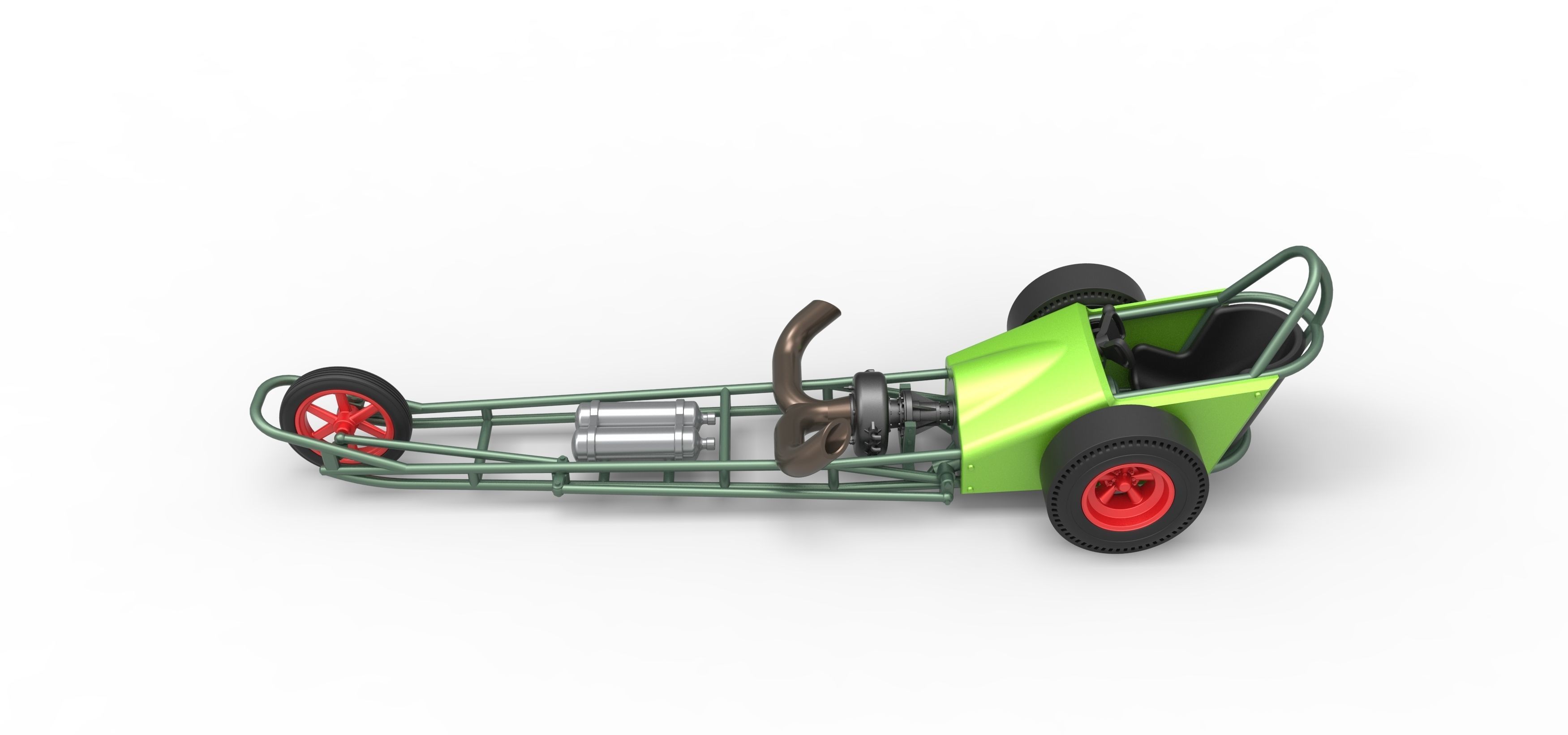 3 wheeled dragster with Turbonique Rocket Turbine Scale 1 to 25 3D print model_10