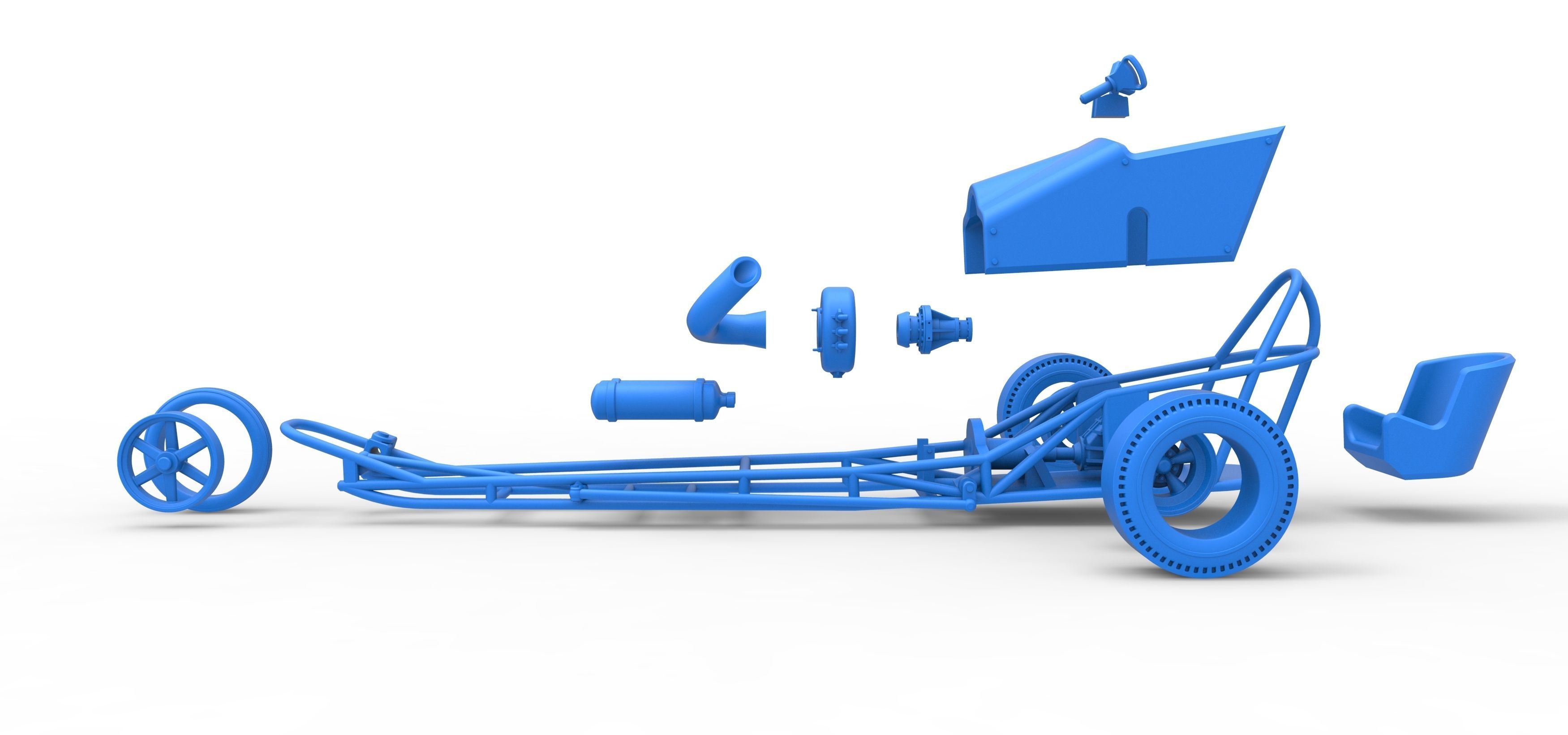 3 wheeled dragster with Turbonique Rocket Turbine Scale 1 to 25 3D print model_39