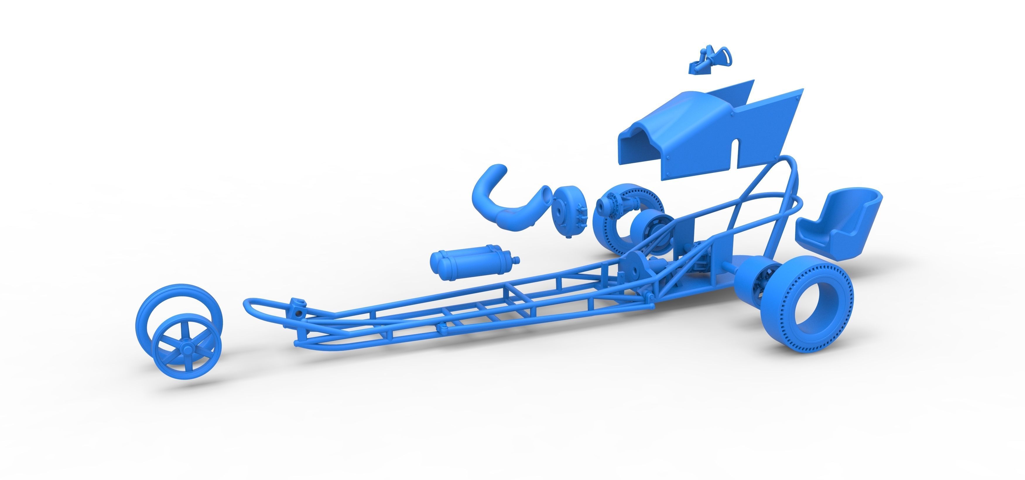 3 wheeled dragster with Turbonique Rocket Turbine Scale 1 to 25 3D print model_35