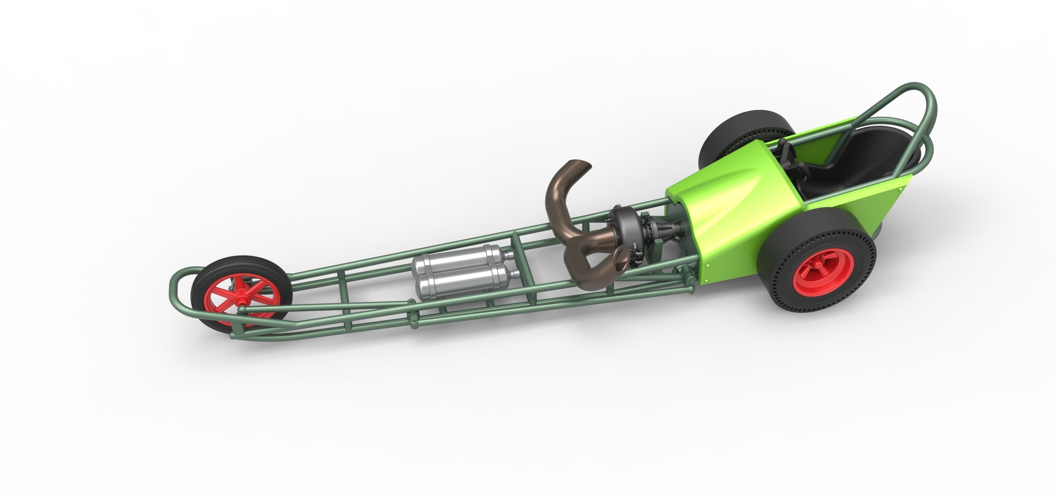 3 wheeled dragster with Turbonique Rocket Turbine Scale 1 to 25 3D print model_4