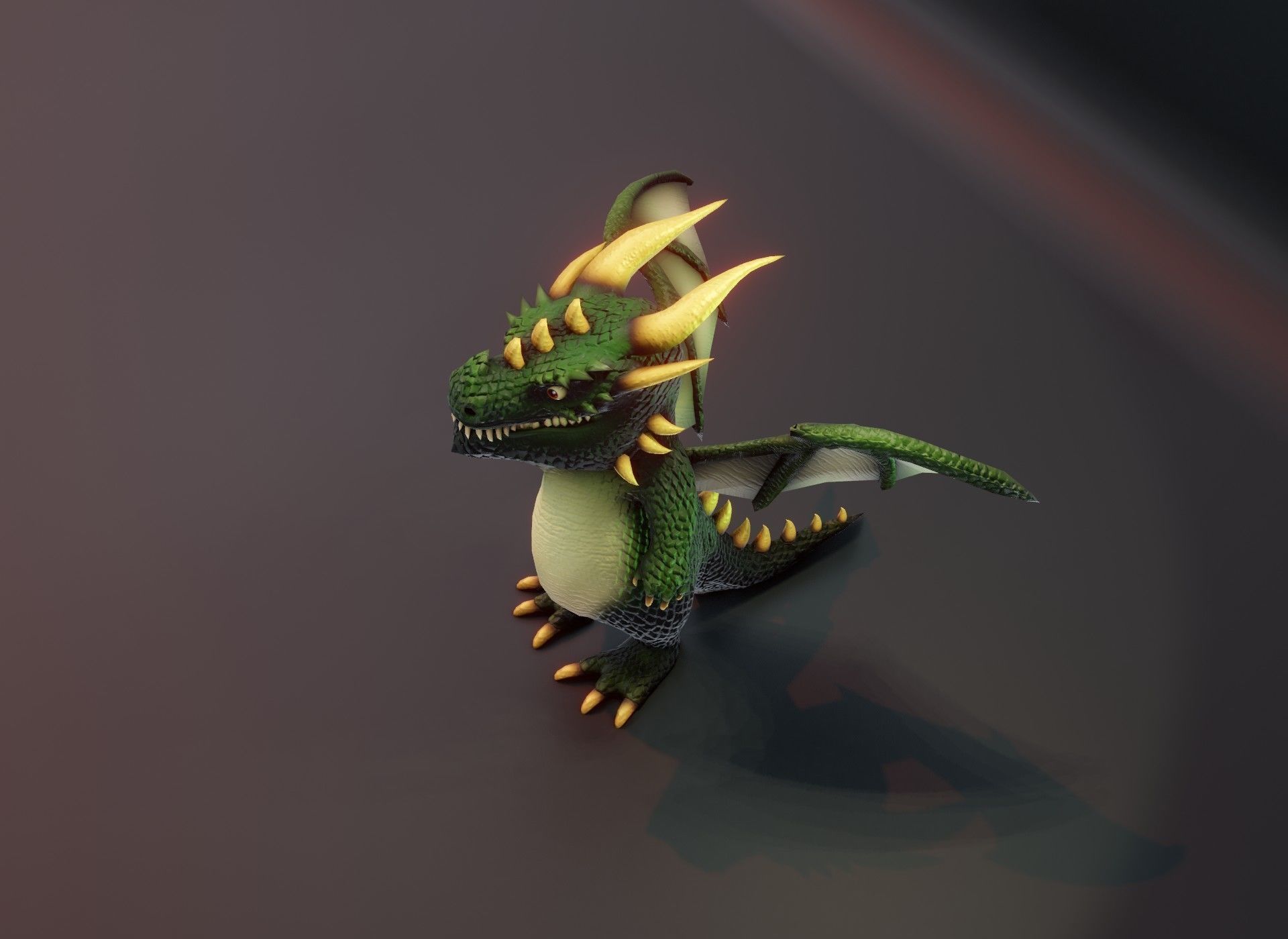 Cartoon Green Dragon Rigged 3D Model Low-poly 3D model_15