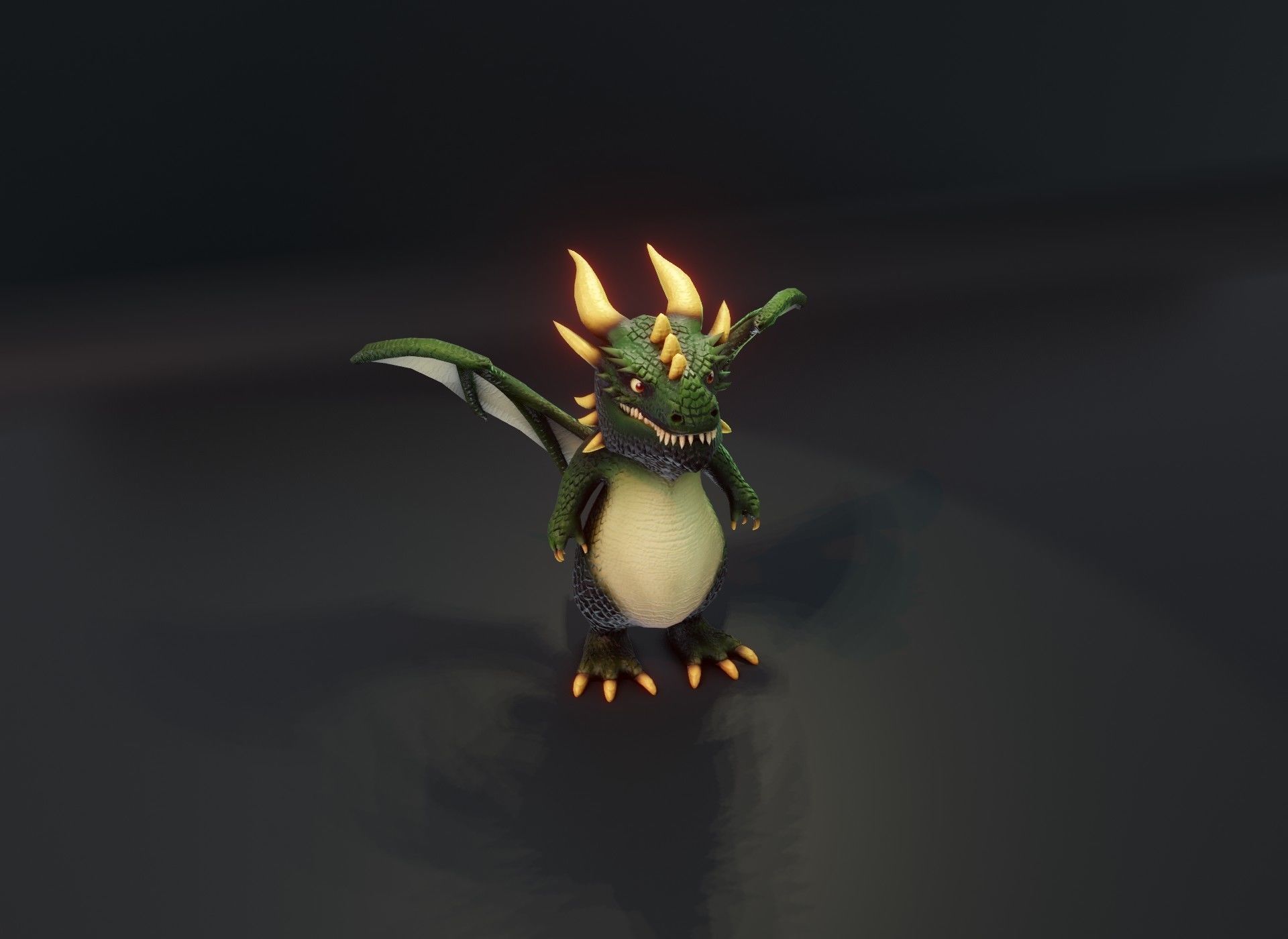 Cartoon Green Dragon Rigged 3D Model Low-poly 3D model_13