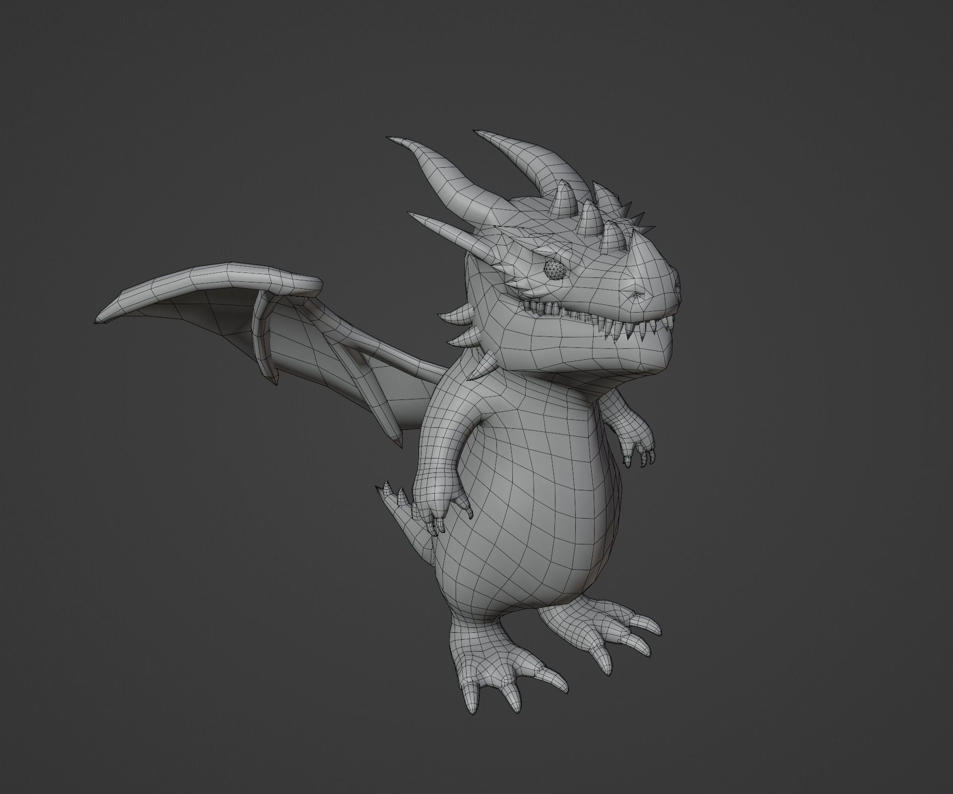 Cartoon Green Dragon Rigged 3D Model Low-poly 3D model_20