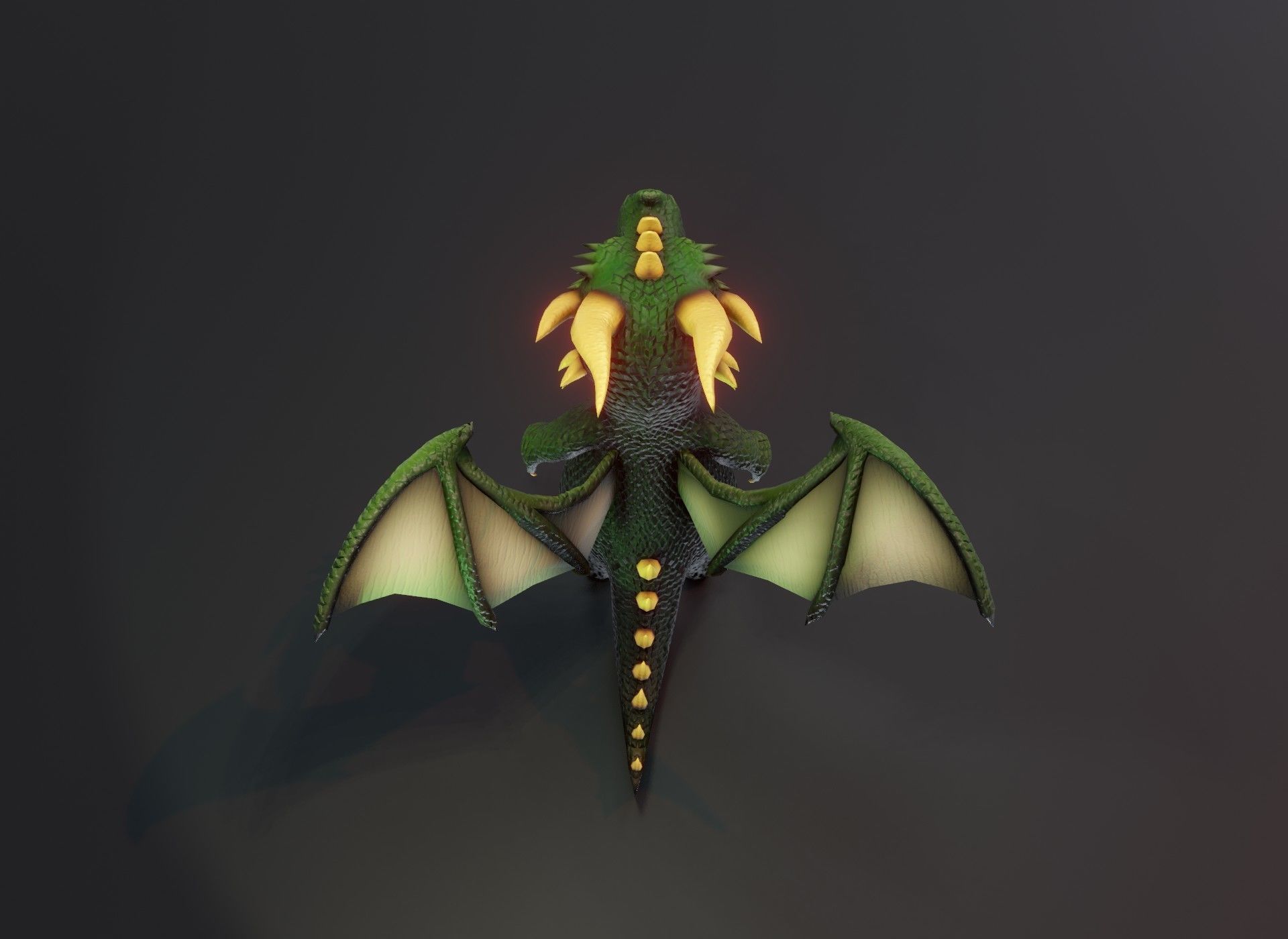 Cartoon Green Dragon Rigged 3D Model Low-poly 3D model_6