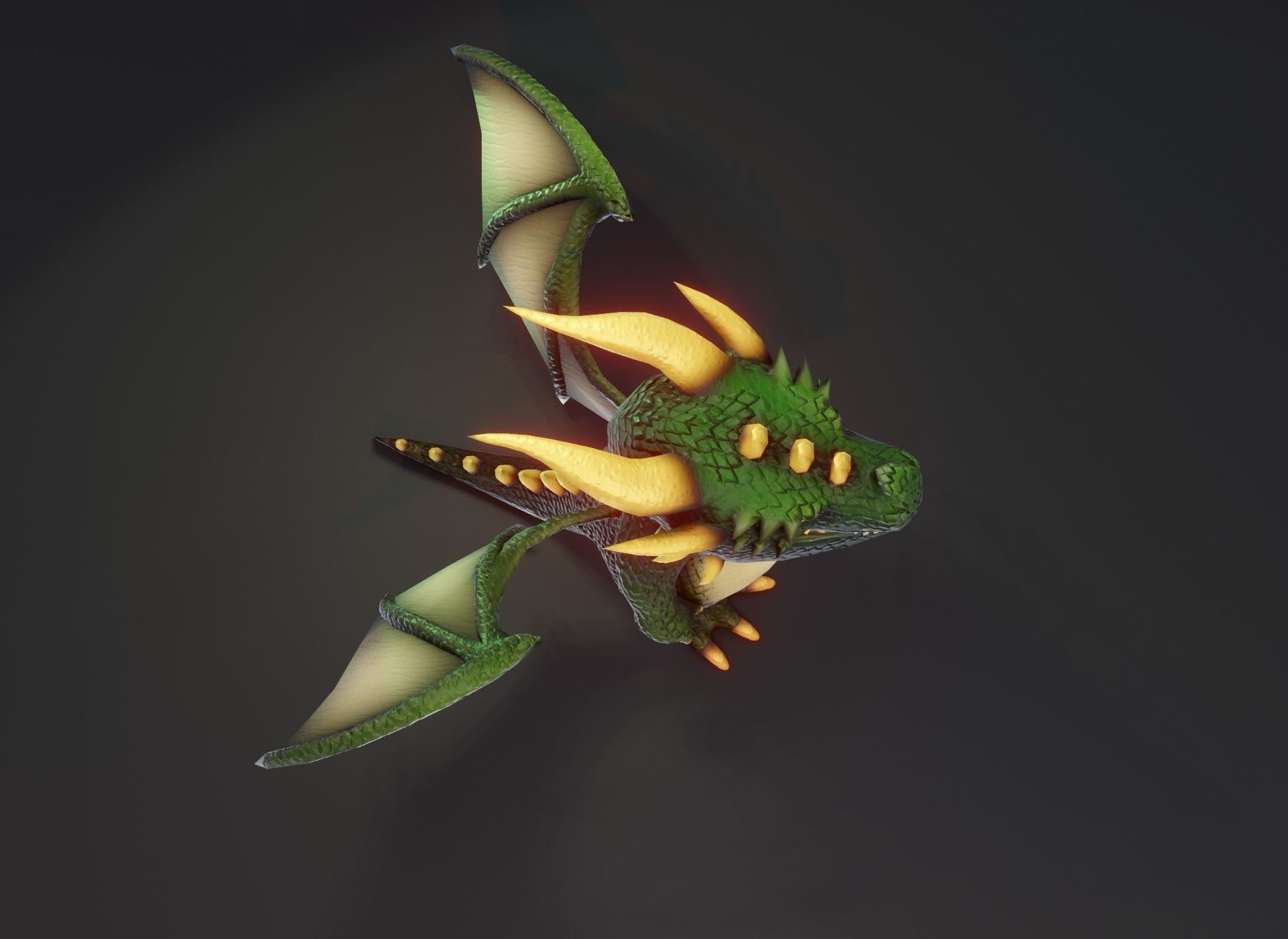 Cartoon Green Dragon Rigged 3D Model Low-poly 3D model_10