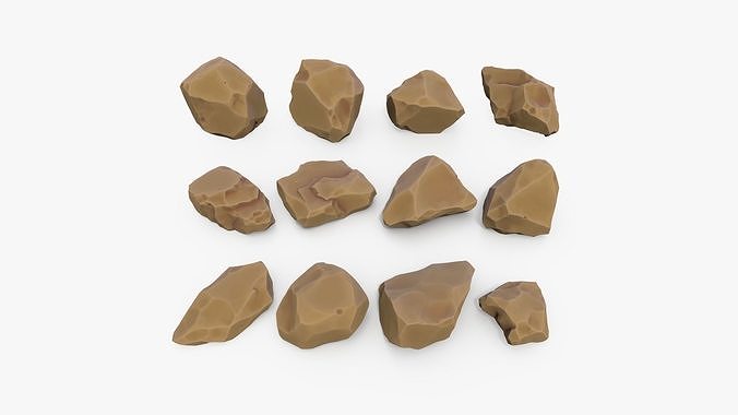 Stylized Desert Yellow Rock Collection Low-poly 3D model