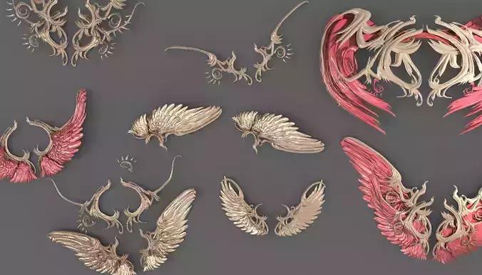 Dantes Vergil Wings Collection Low-poly 3D model