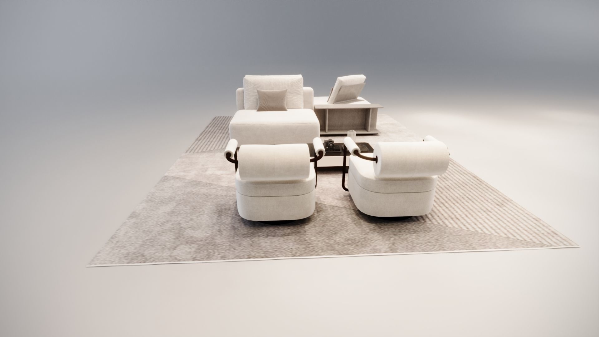 Sofa set Low-poly 3D model_3