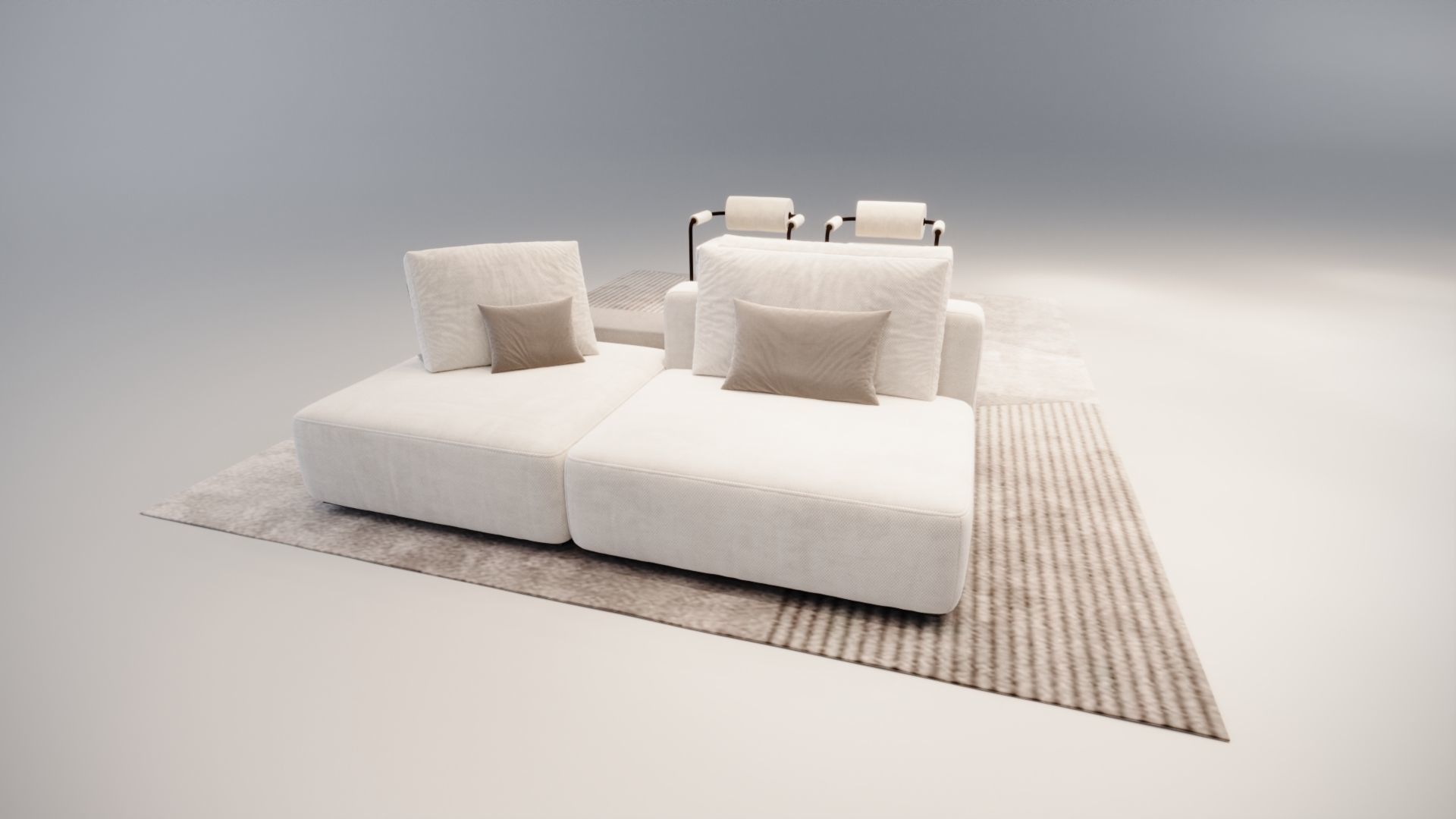 Sofa set Low-poly 3D model_5