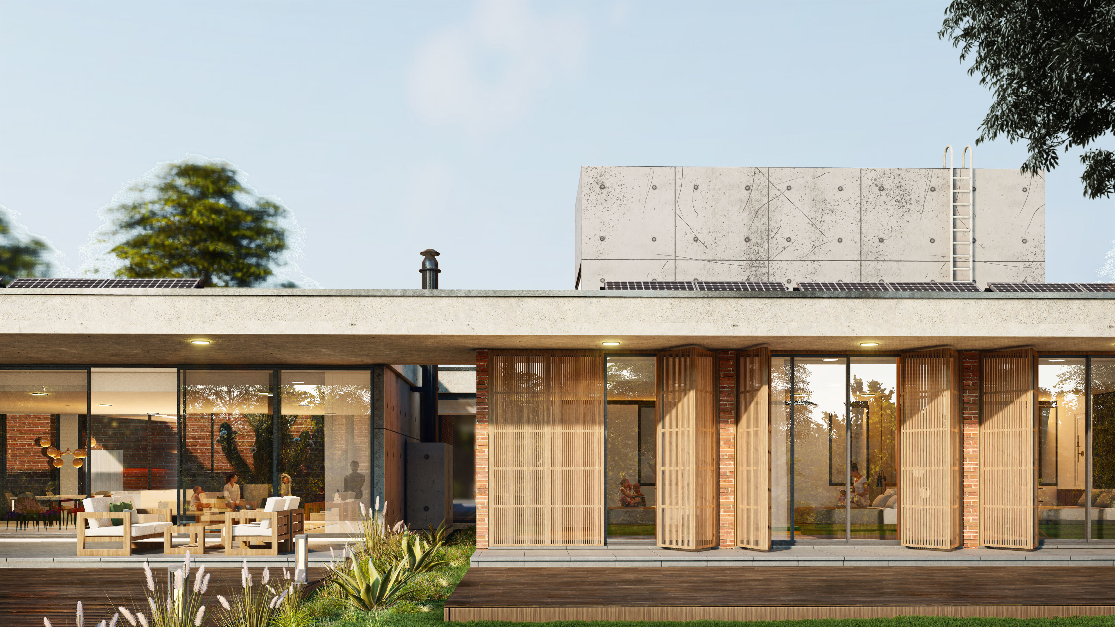 Mordern Hill House Exterior and Interior Scene with 2D Drawing 3D Model Collection_95