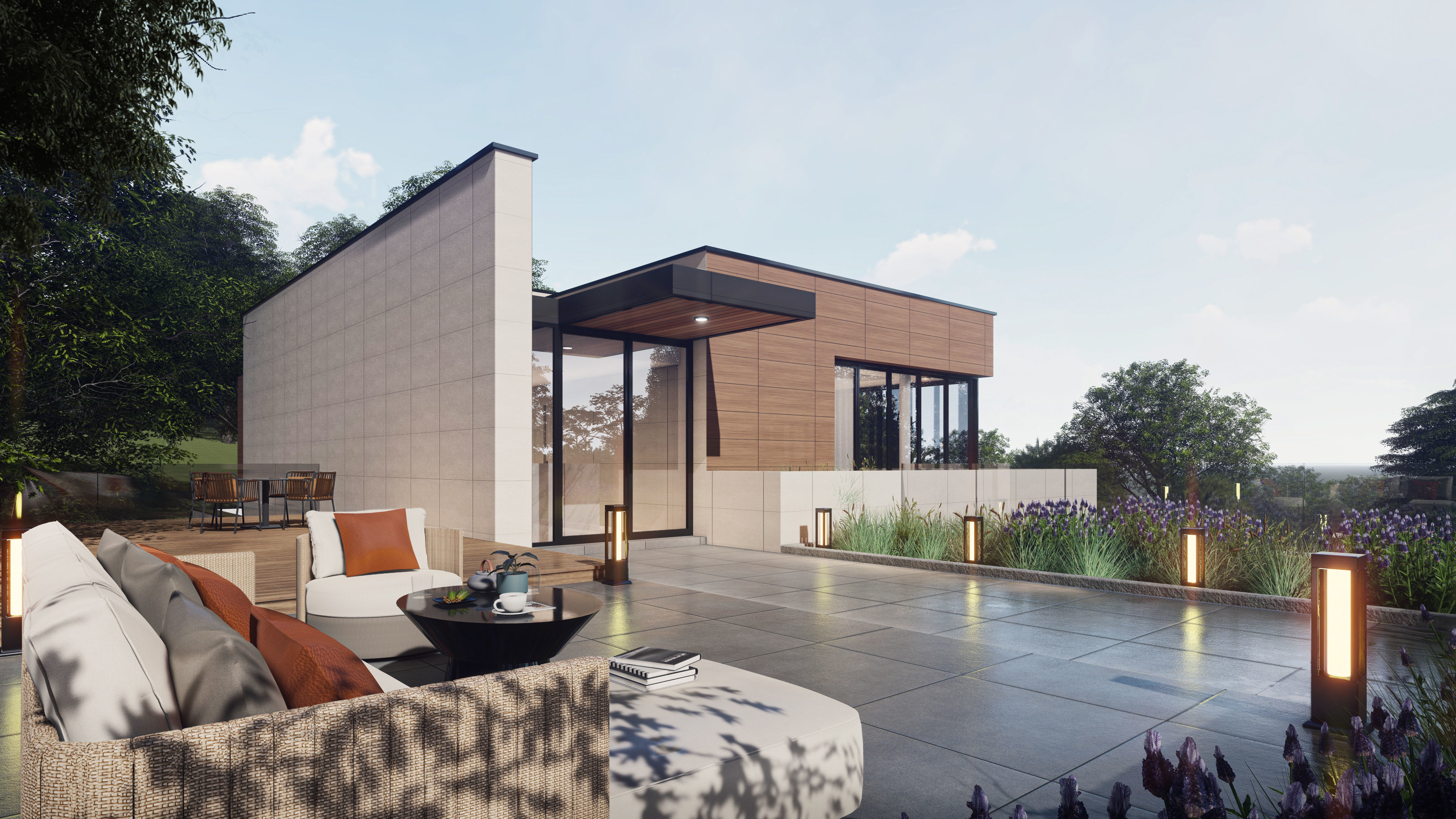 Mordern Hill House Exterior and Interior Scene with 2D Drawing 3D Model Collection_18