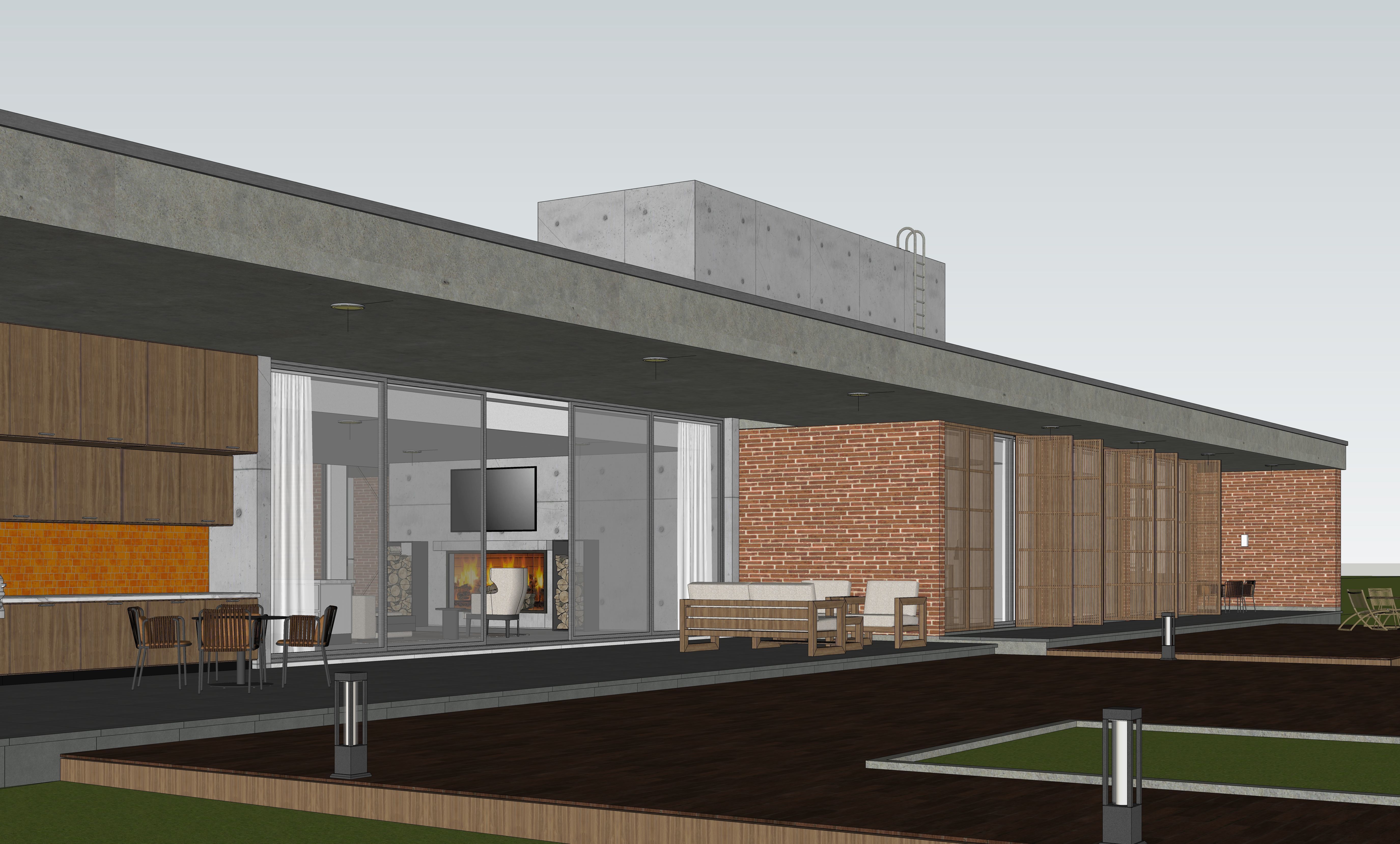 Mordern Hill House Exterior and Interior Scene with 2D Drawing 3D Model Collection_100