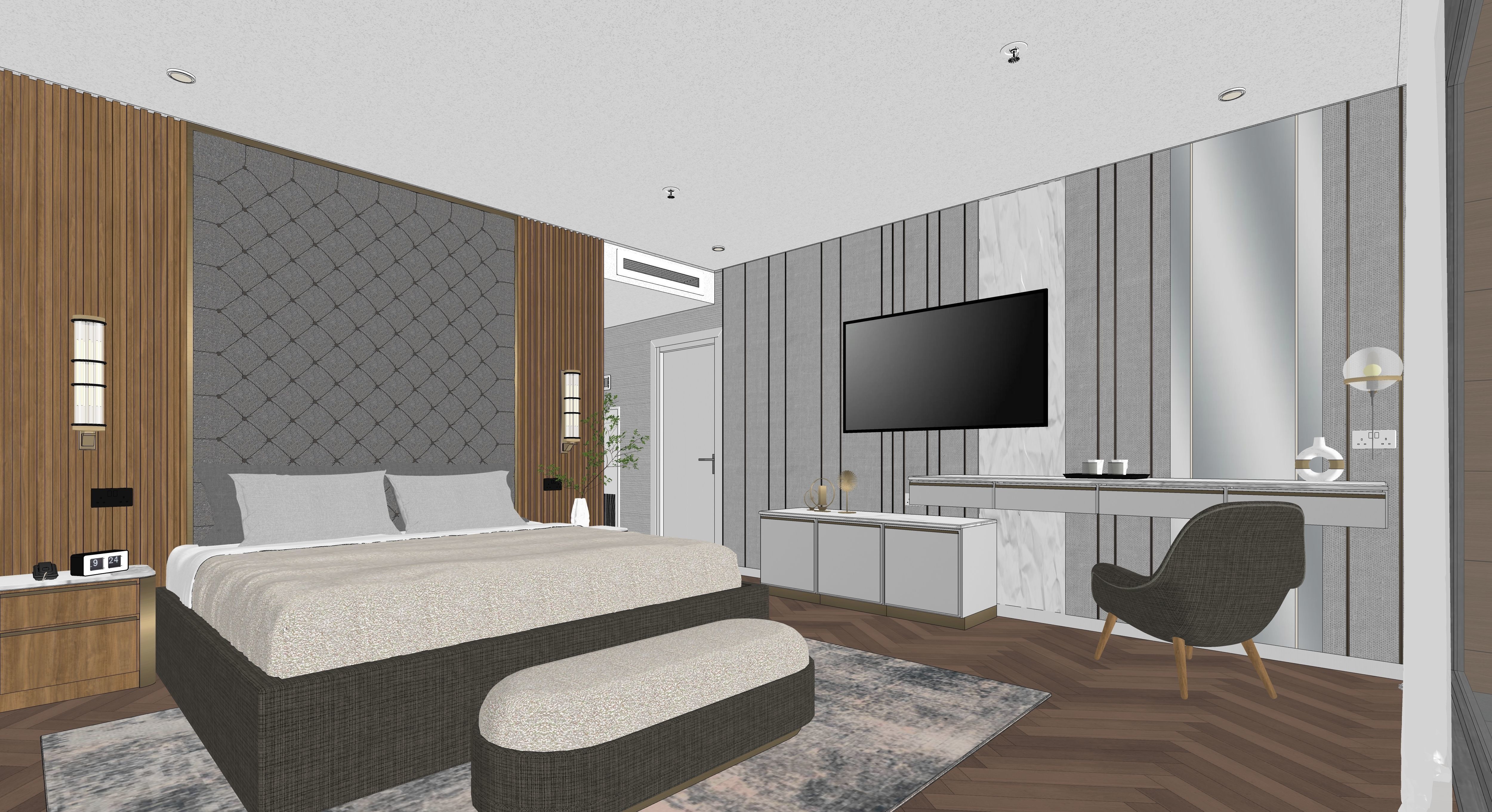 Mordern Hill House Exterior and Interior Scene with 2D Drawing 3D Model Collection_50