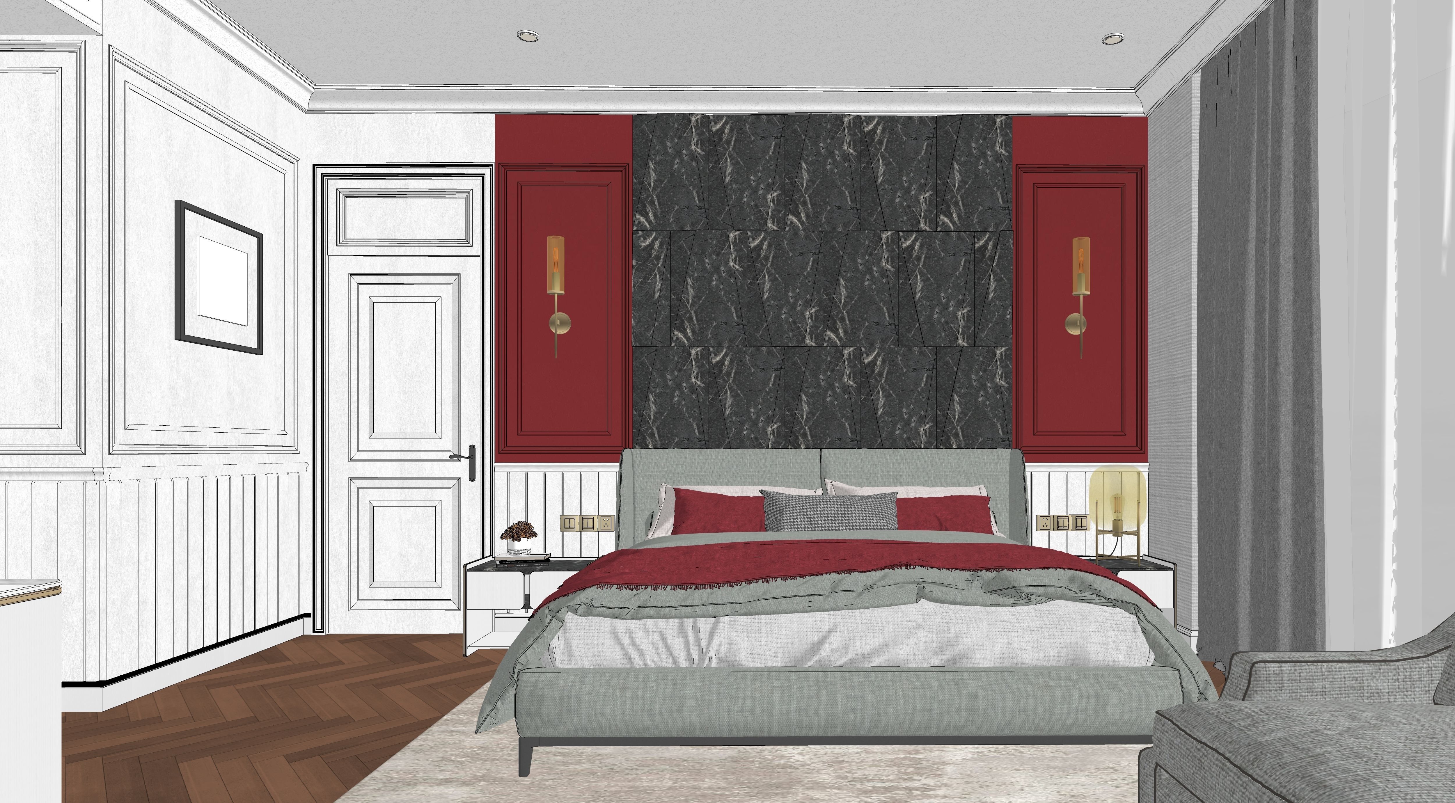 Mordern Hill House Exterior and Interior Scene with 2D Drawing 3D Model Collection_45