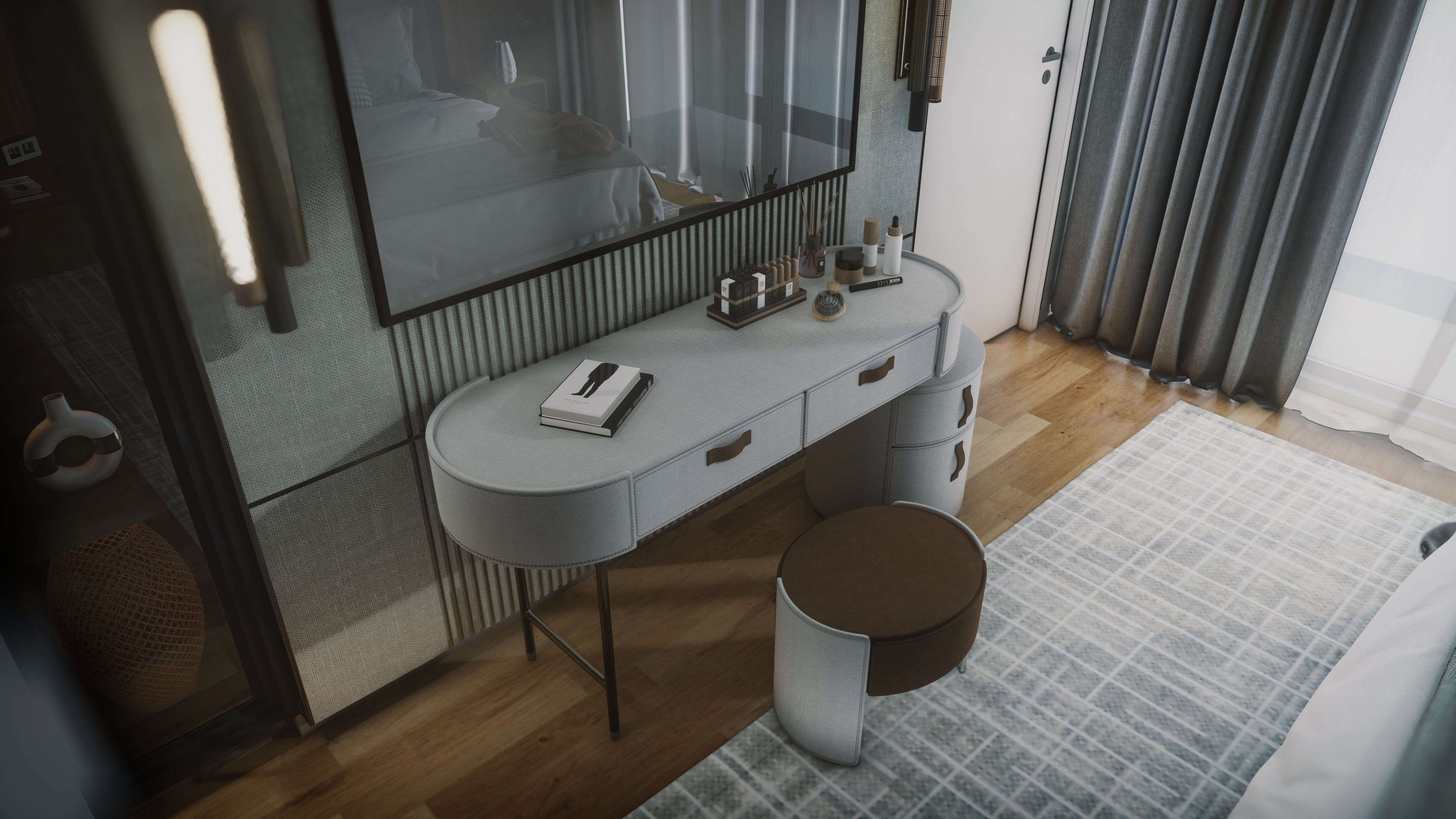 Mordern Hill House Exterior and Interior Scene with 2D Drawing 3D Model Collection_76