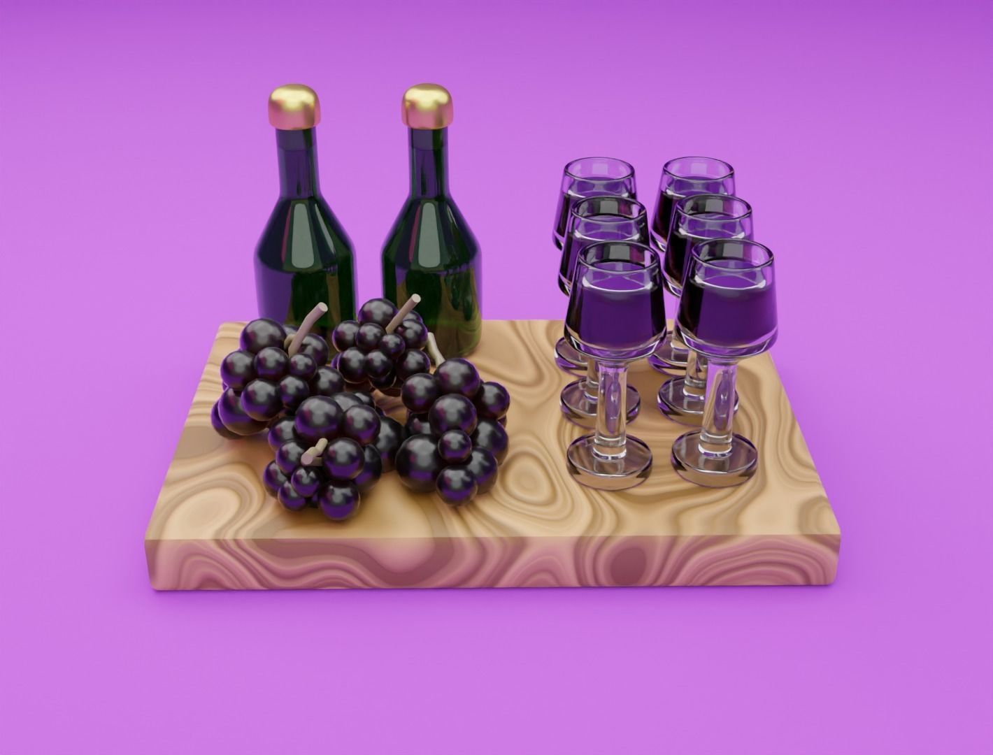 Wine set 3D model 3D model_1