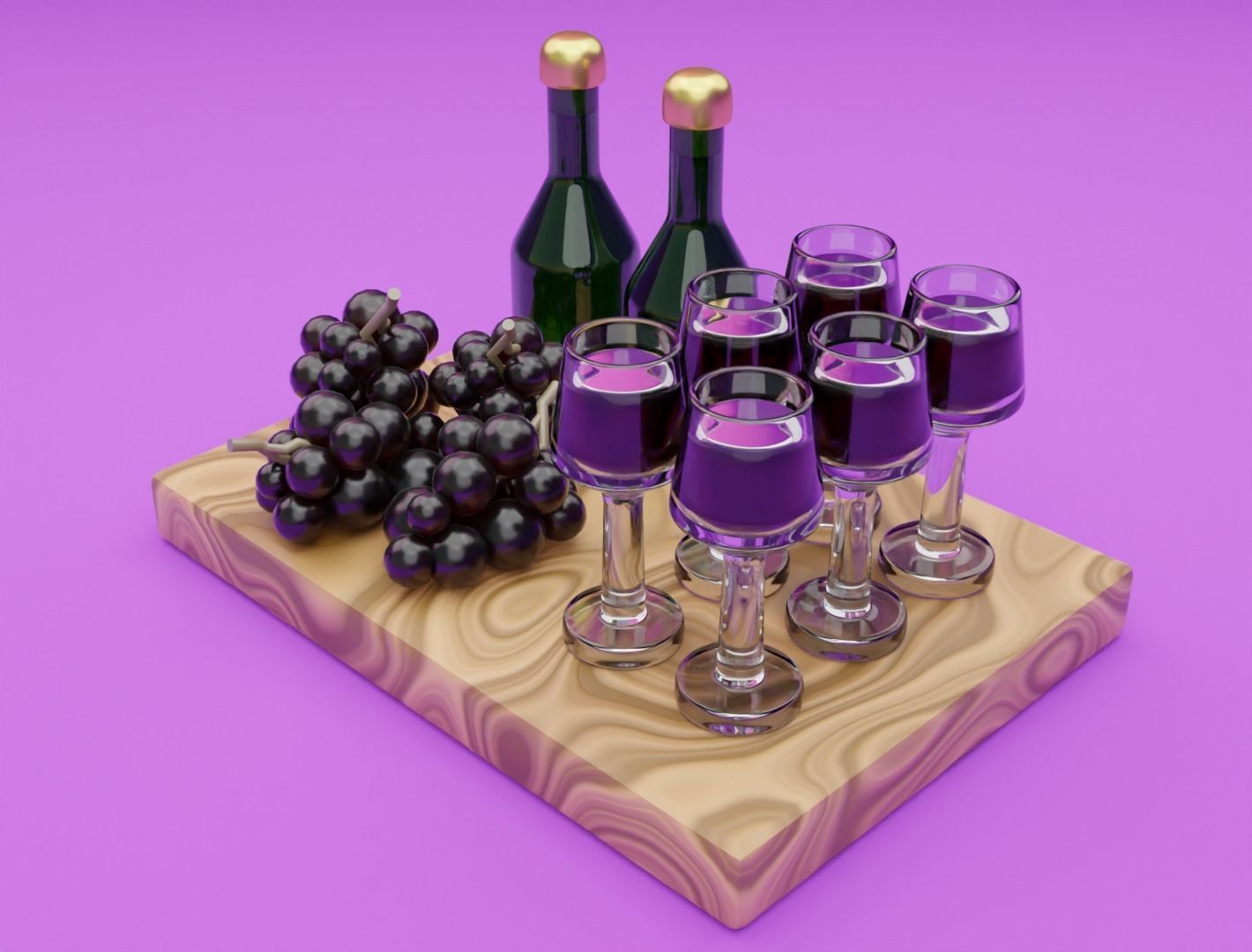 Wine set 3D model 3D model_8