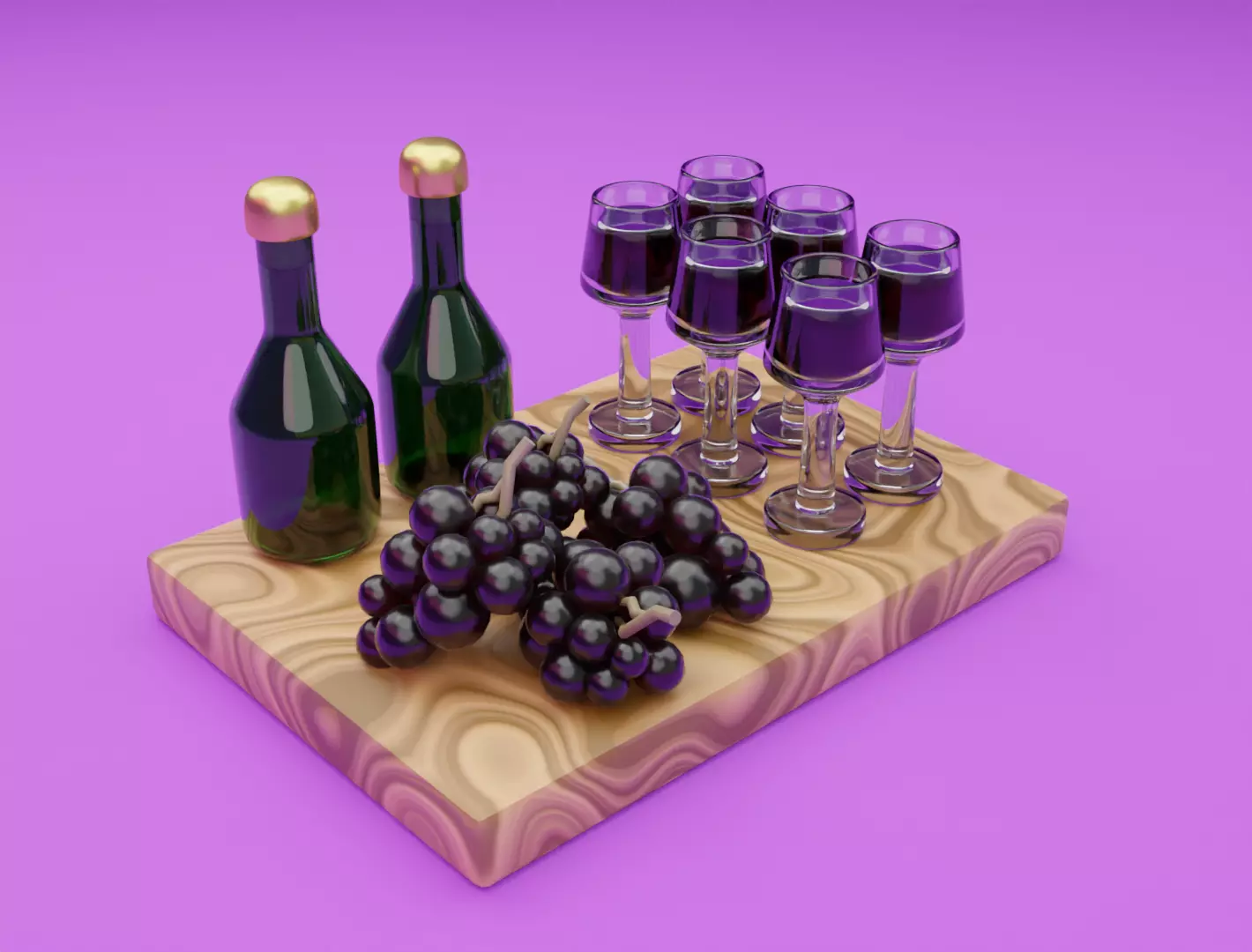 Wine set 3D model 3D model_0