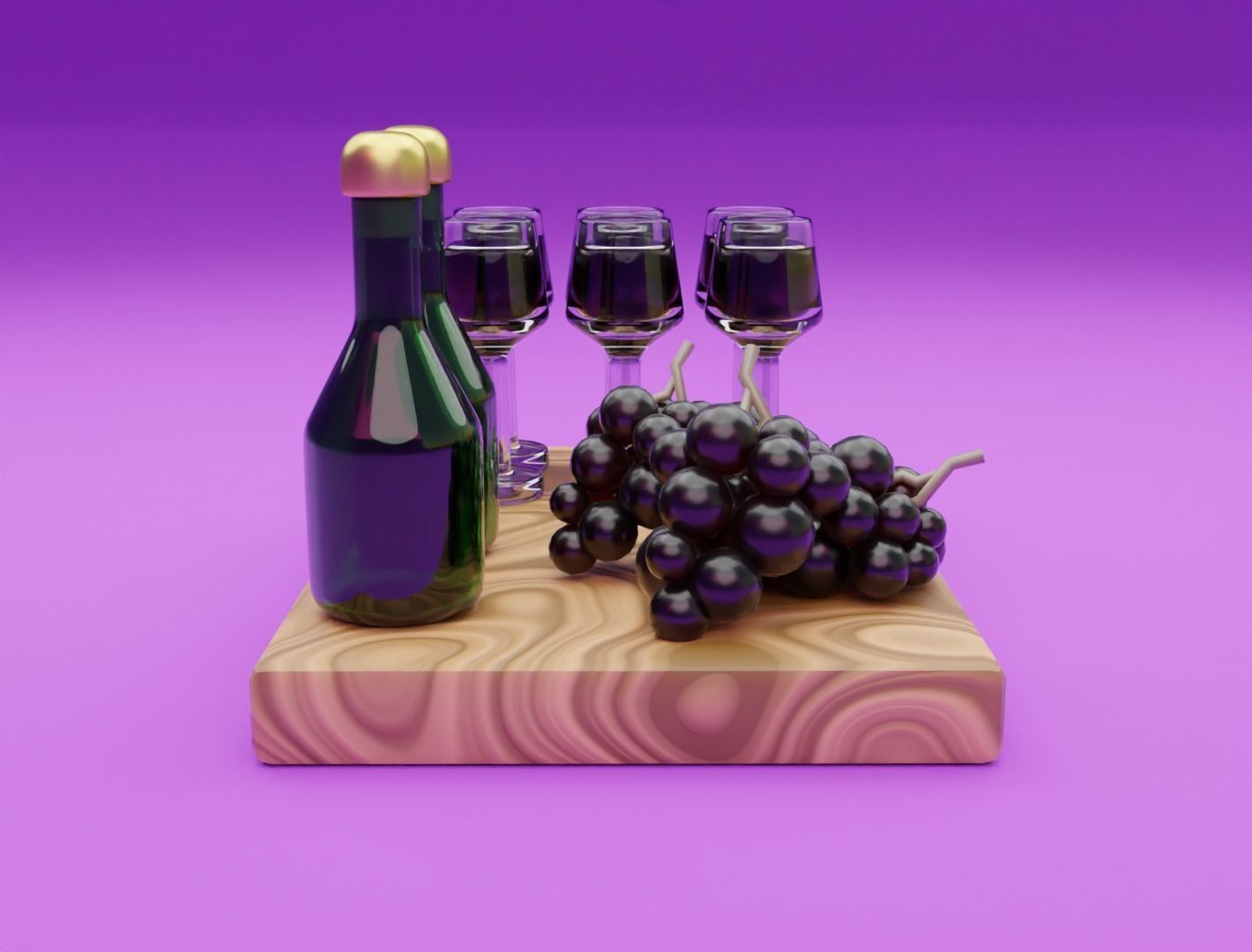Wine set 3D model 3D model_3