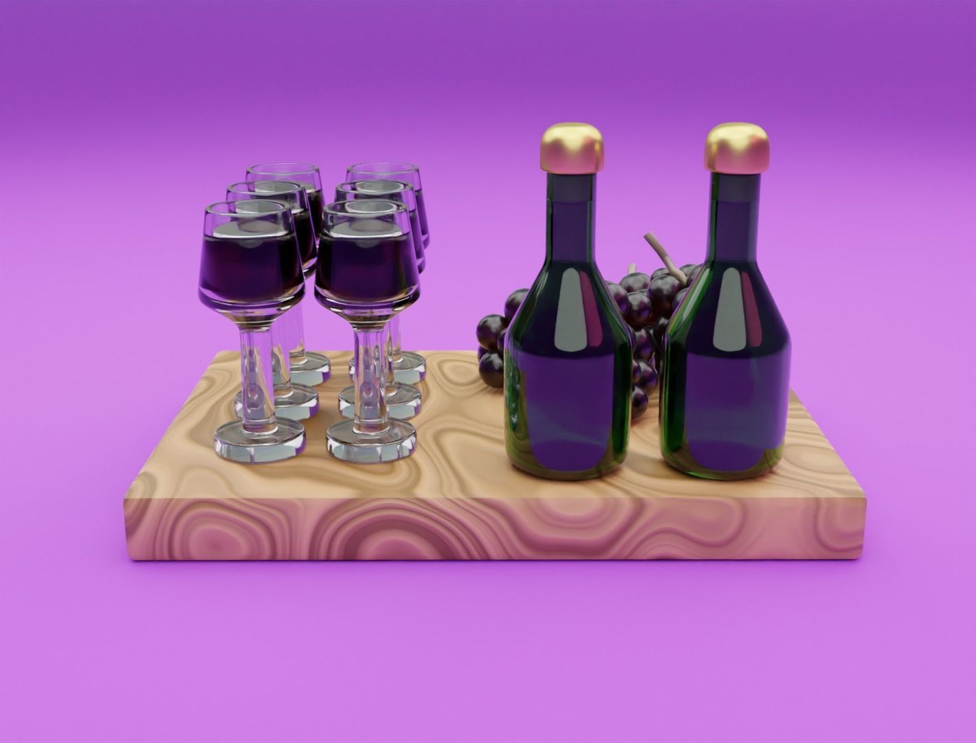 Wine set 3D model 3D model_5