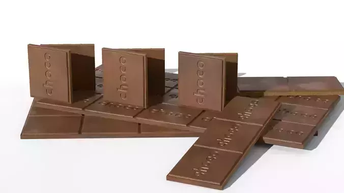 Chocolate  a plate single cubes with and without inscription