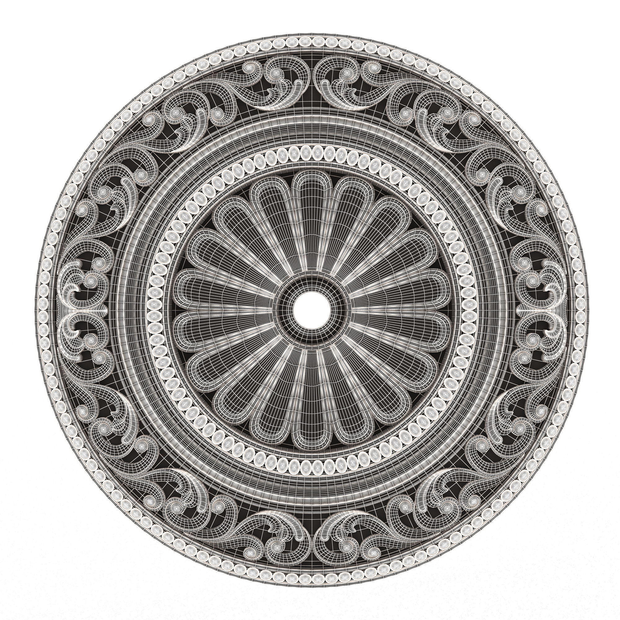 Ceiling Rosette 01 Low-poly 3D model_6