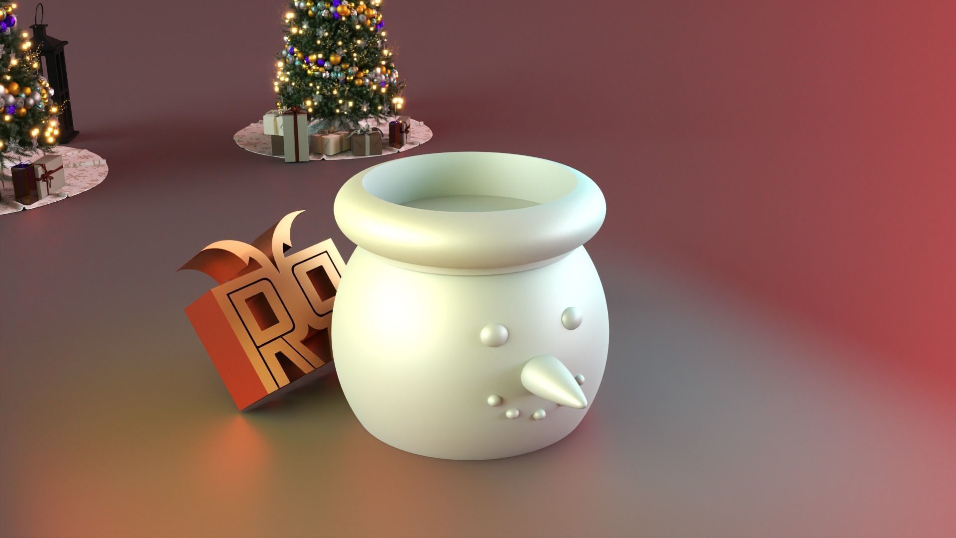 Snowman tealight warmer candle 3D print model_4