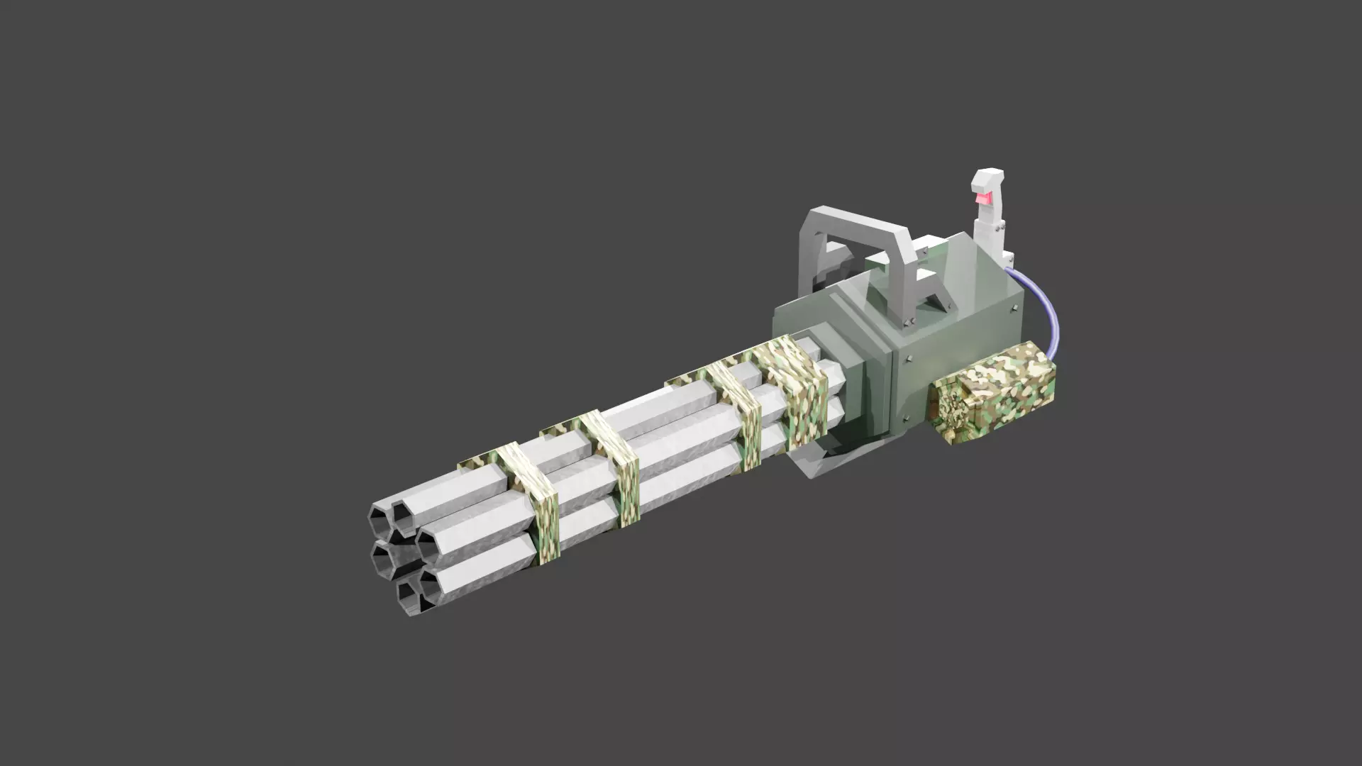 Minigun Low-poly 3D model_0