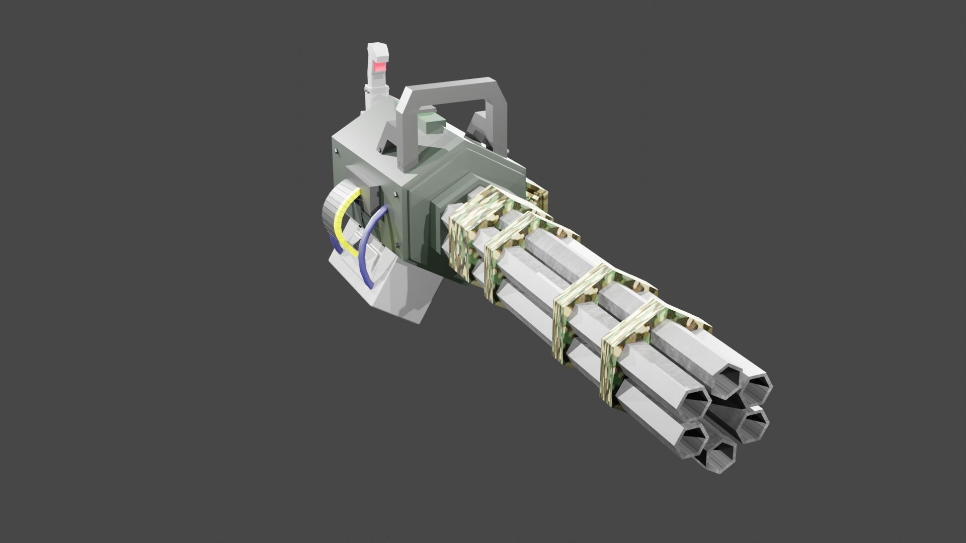 Minigun Low-poly 3D model_1