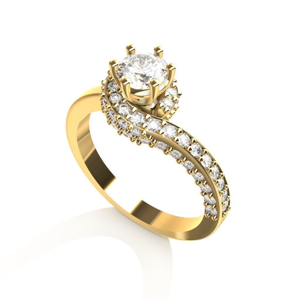 Solitaire Engagement Ring 3D print model_1