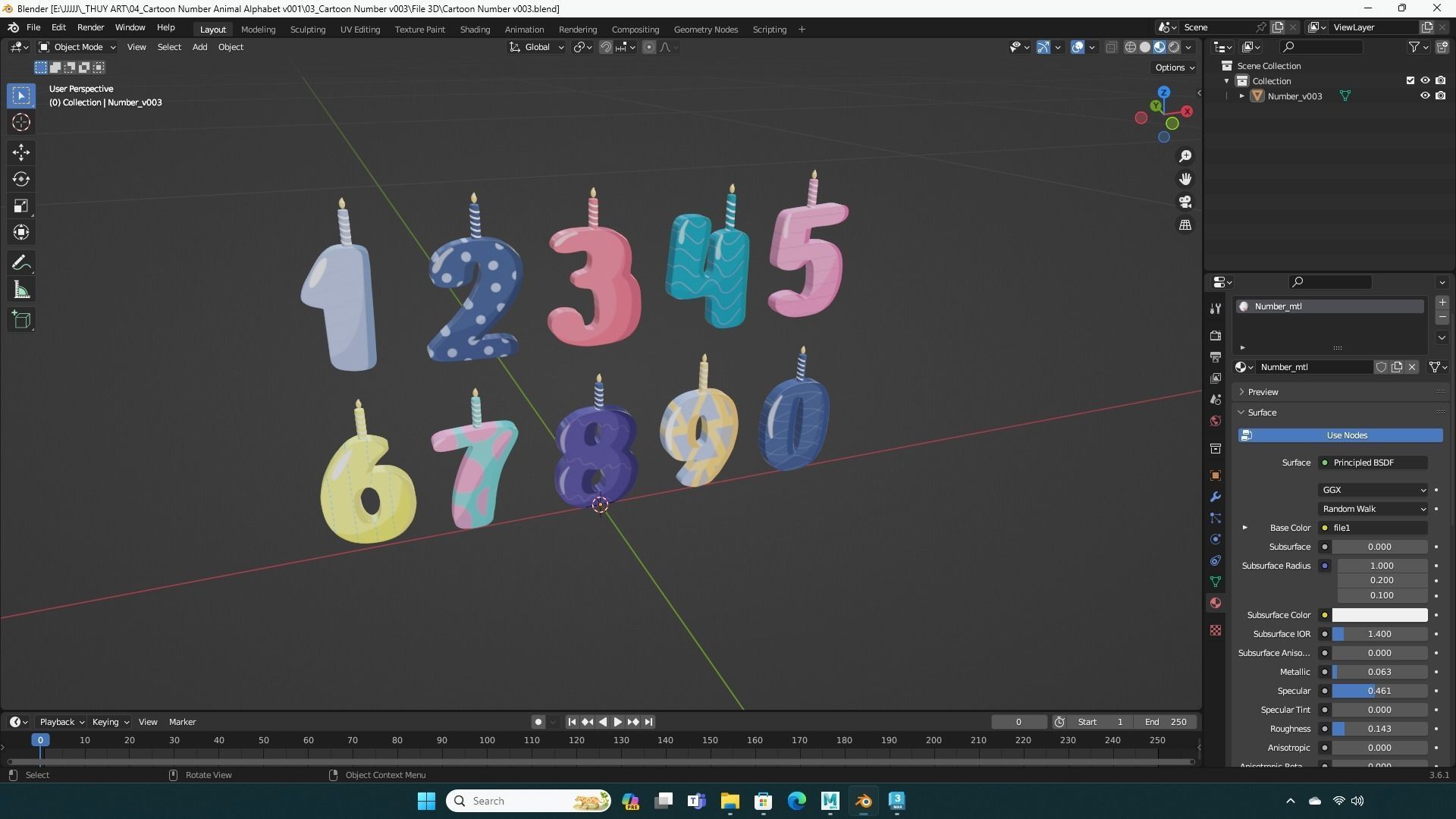 Cartoon Number v003 Low-poly 3D model_10