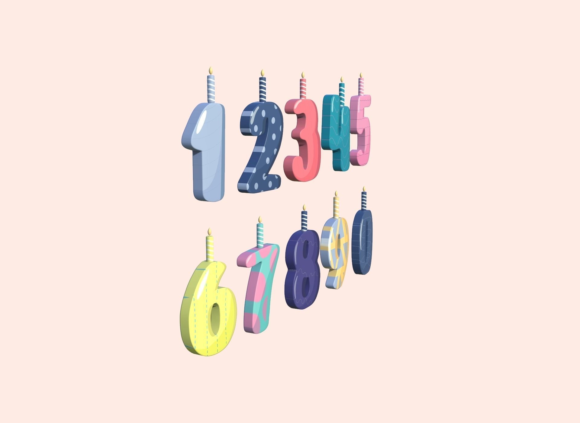 Cartoon Number v003 Low-poly 3D model_3